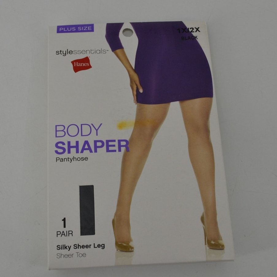 Hanes Hanes Body Shaper Pantyhose Silky Sheer Leg 1x/2x Black Plus Size ONE SIZE - 5 Thumbnail