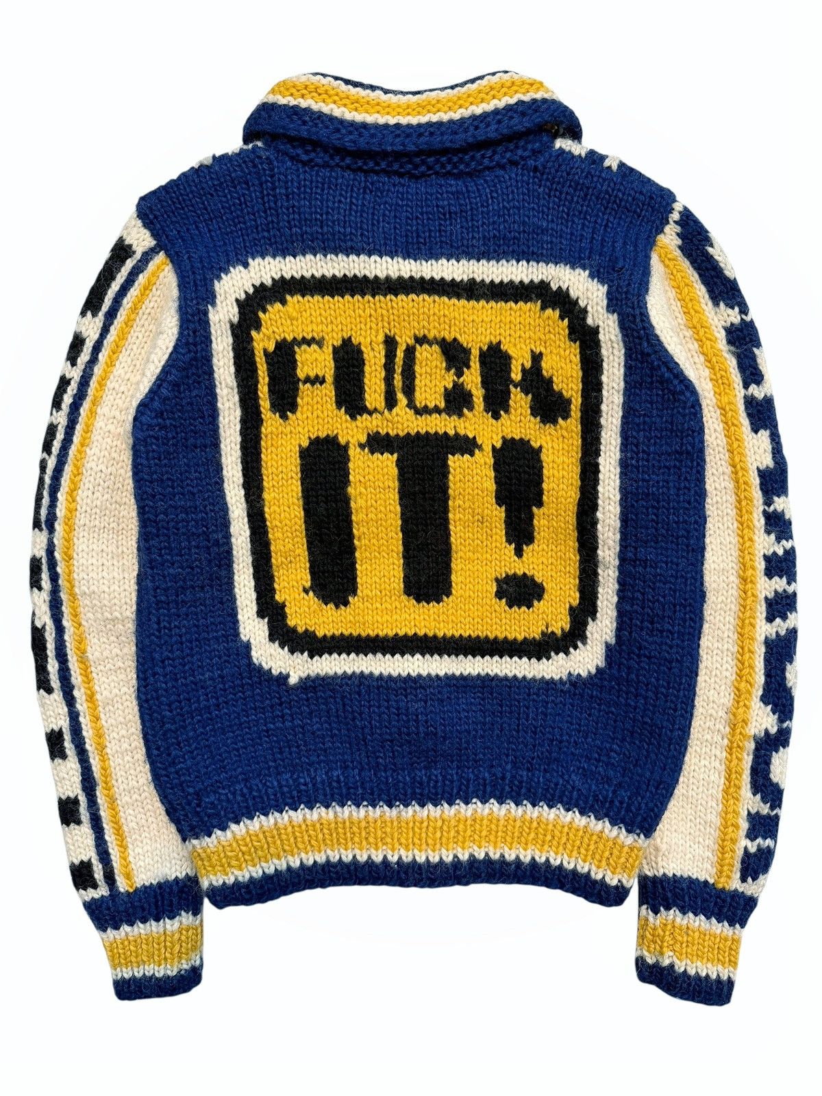 Hysteric Glamour 1990’s Fuck It! Cowichan Zip Cardigan Sweater Size US M / EU 48-50 / 2 - 1 Thumbnail