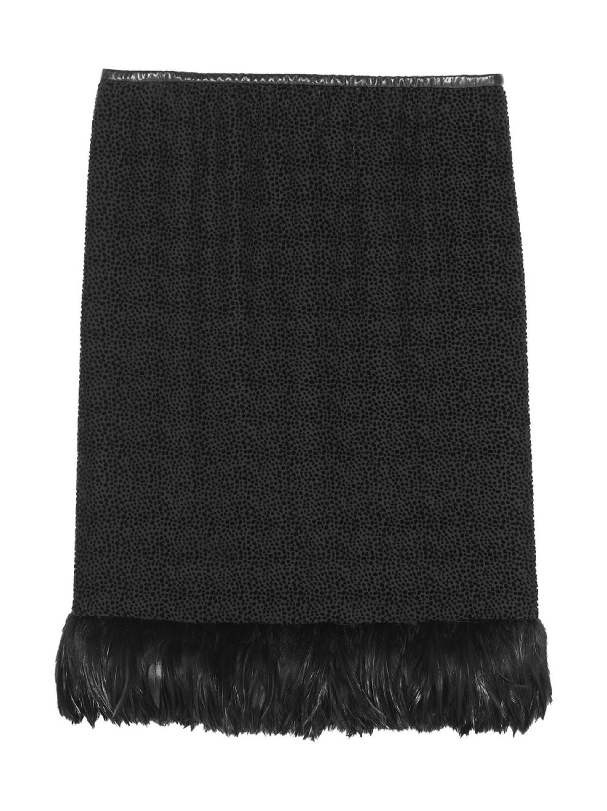 Saint Laurent Paris o1s1wg111024 Long Skirt in Velvet and Feathers in Black Size 28" / US 6 / IT 42 - 2 Thumbnail