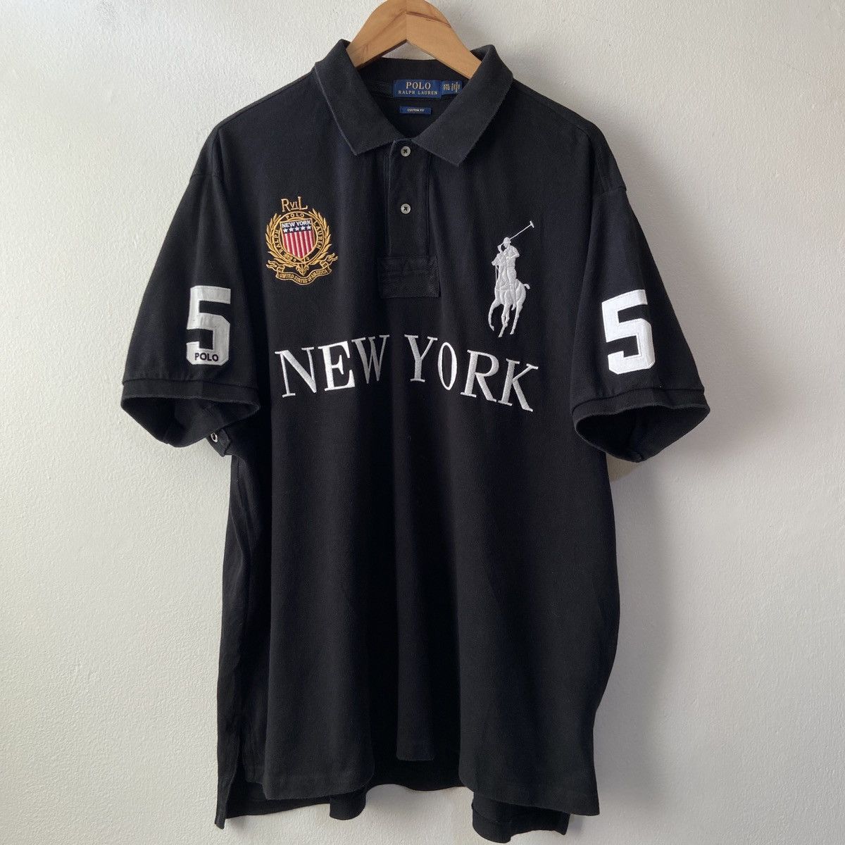 POLO RALPH LAUREN ビッグポニー NEWYORK 5 Vintage POLO RALPH LAUREN New York #5 Polo Shirt Big Logo