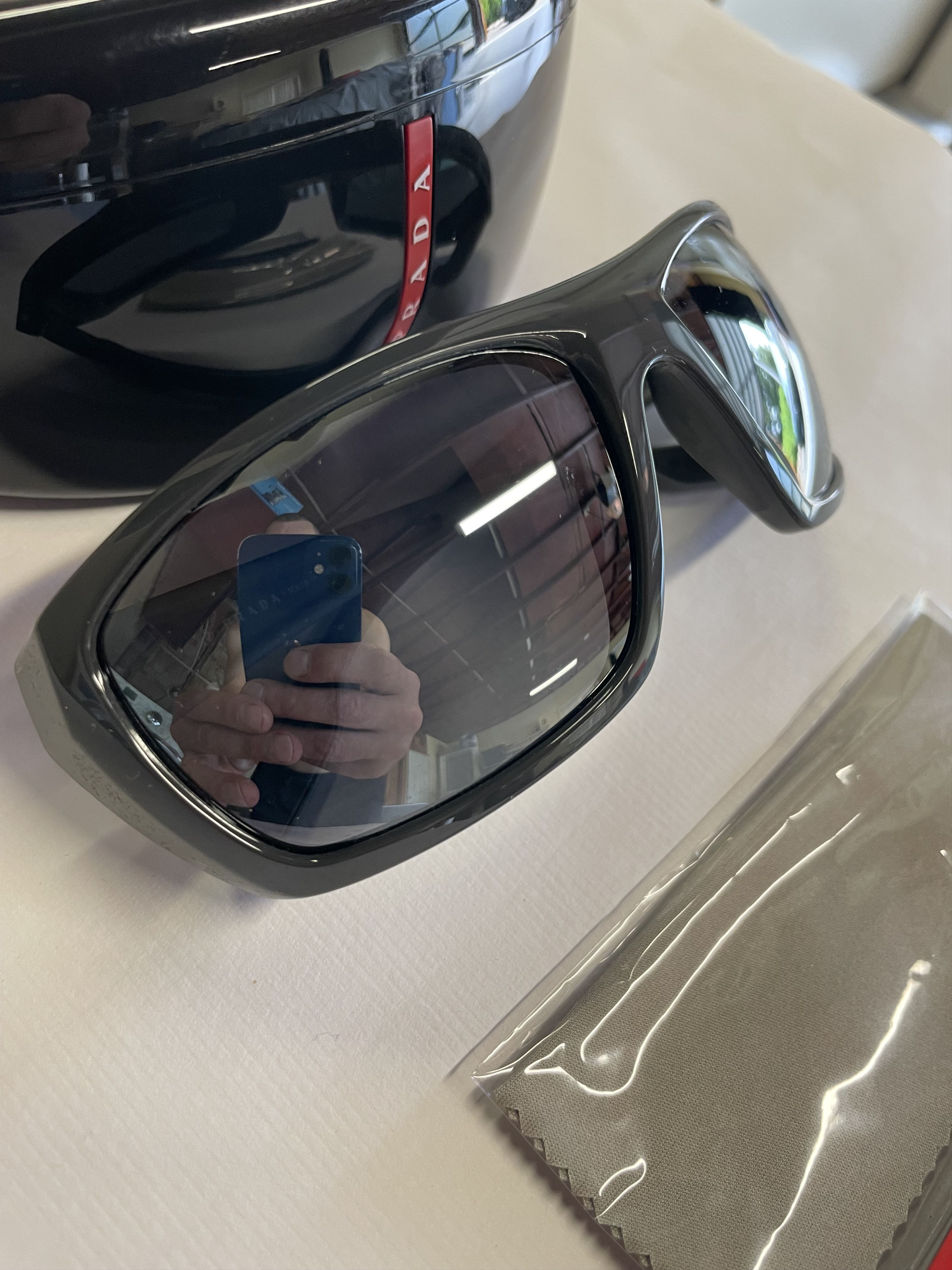 Prada Prada PS 06SS VY90D3 61 Matte Grey Rectangle Sunglasses. Size ONE SIZE - 7 Thumbnail