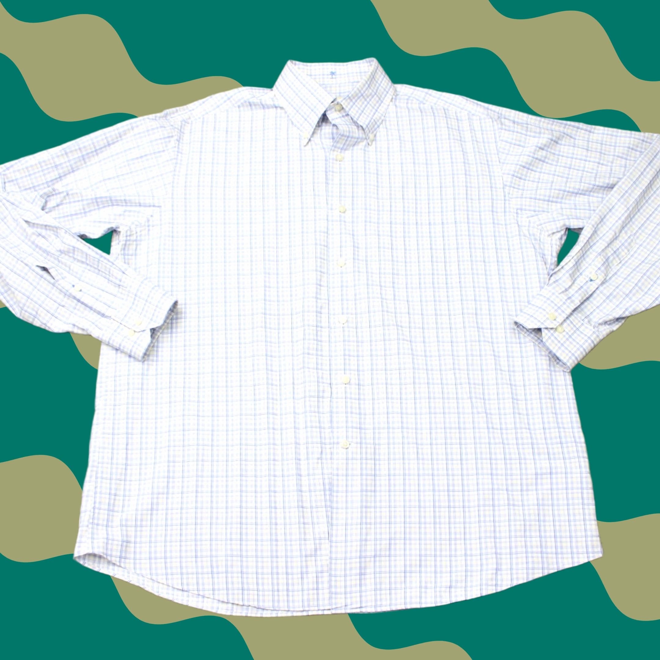 Tommy Bahama Tommy Bahama Dress Shirt Mens 17 36/37 Blue Yellow 100% Cotton Long Sleeve Button Down Collared Size US XL / EU 56 / 4 - 1 Thumbnail