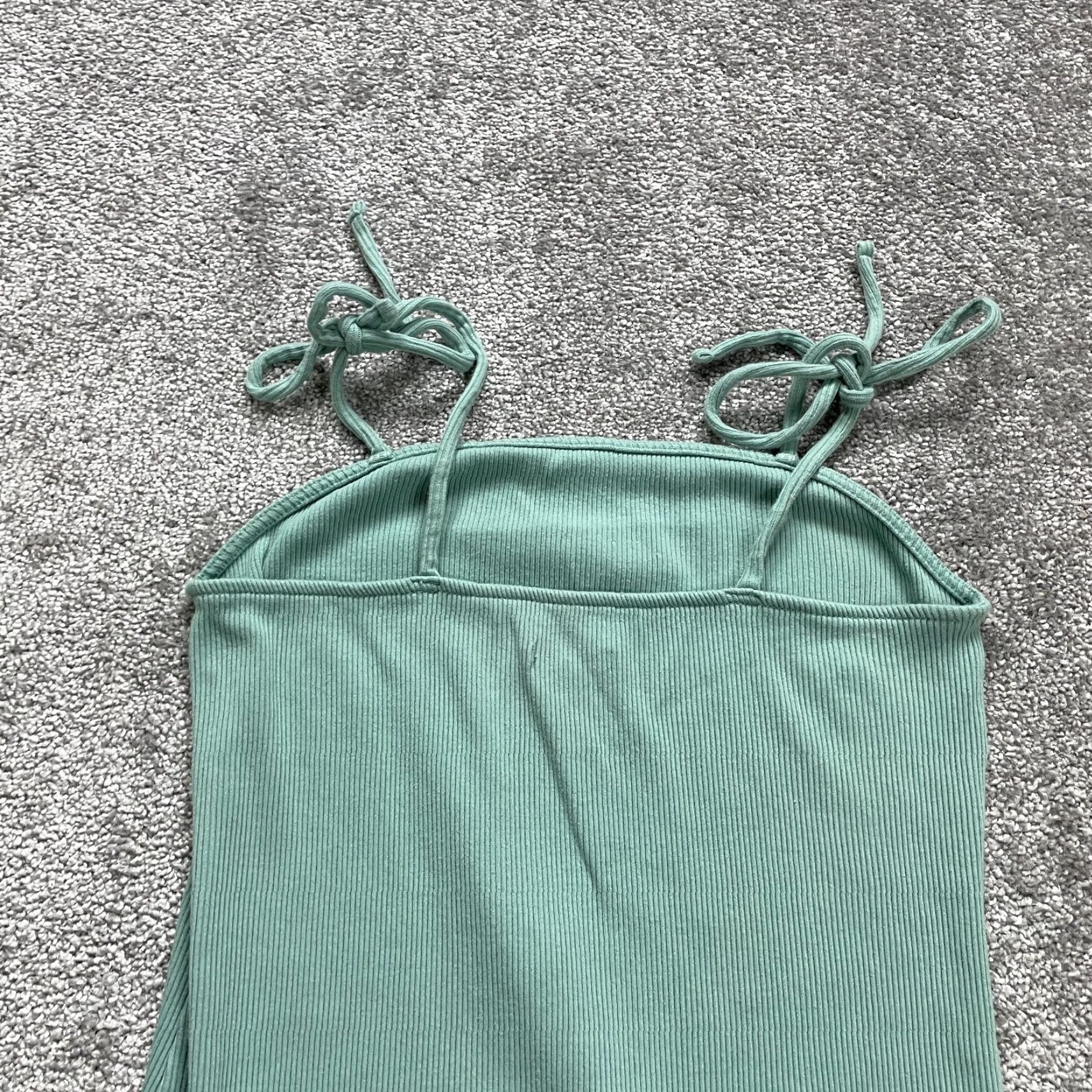 Vintage Wild Fable Dress L Womens Green Bodycon Sleeveless Spaghetti Strap Square Neck Casual Party/Cocktail Travel Lightweight Stretch Cotton Polyester Size L / US 10 / IT 46 - 3 Thumbnail