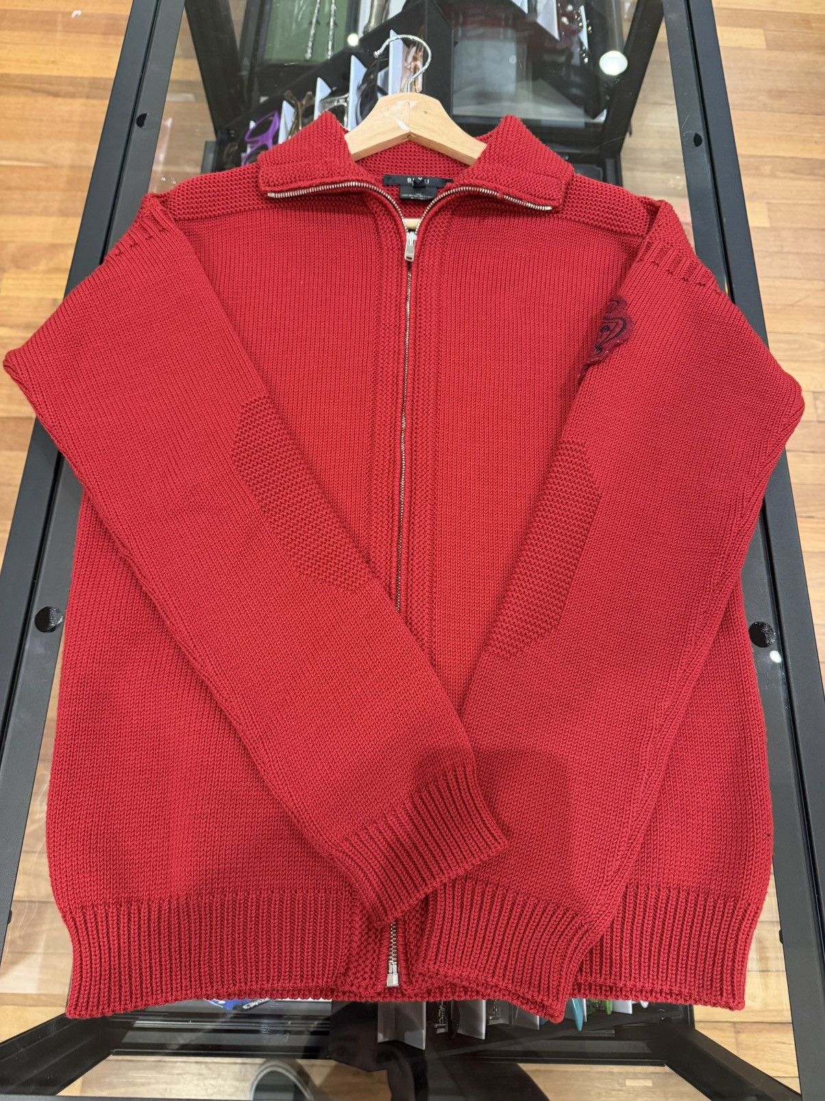 Gucci Gucci Knights Crest Knit Zip Up - Red Size US L / EU 52-54 / 3 - 4 Thumbnail