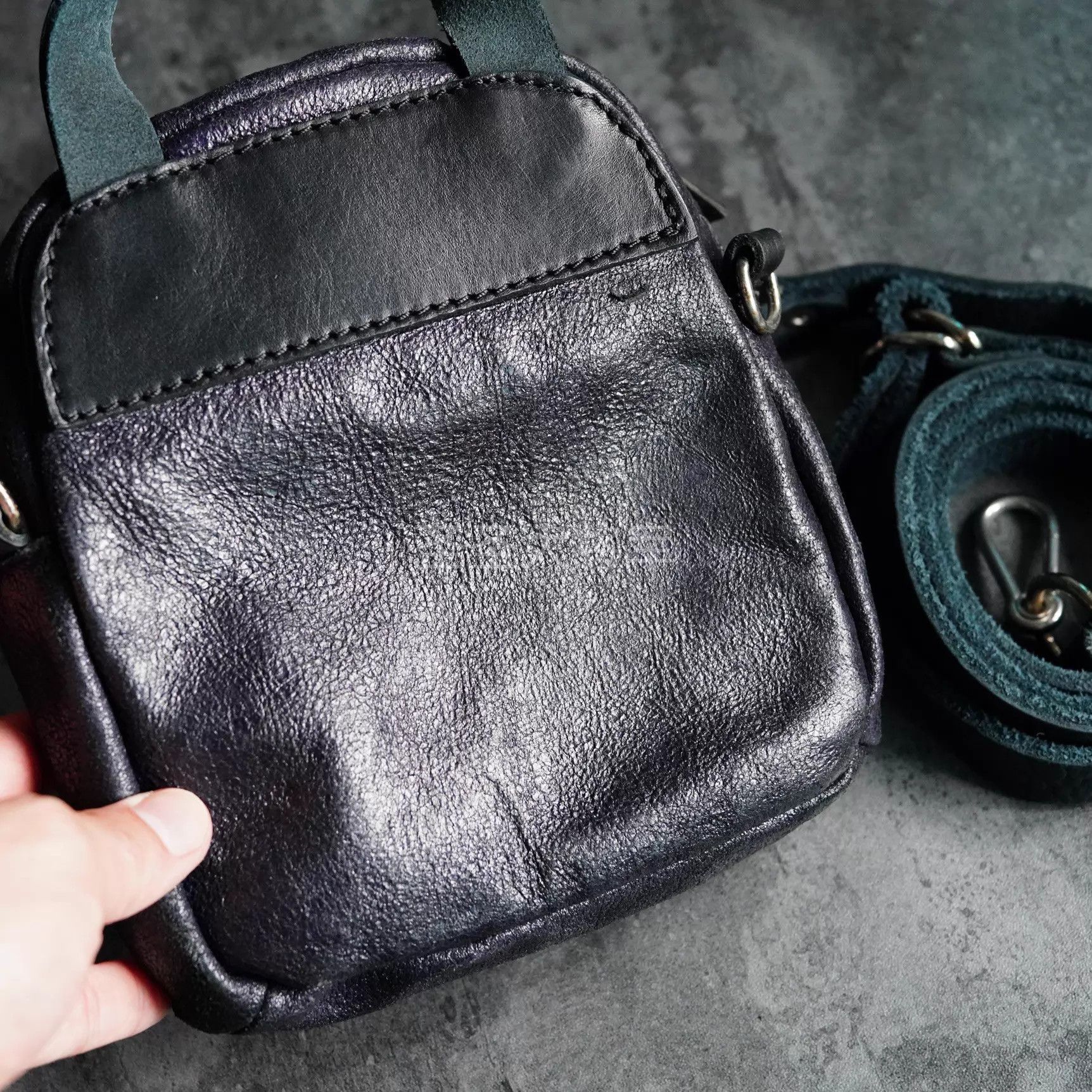 Guidi Rare Guidi DBP05 Anniv Black Purple Pearlized Horsehide Bag Size ONE SIZE - 4 Thumbnail