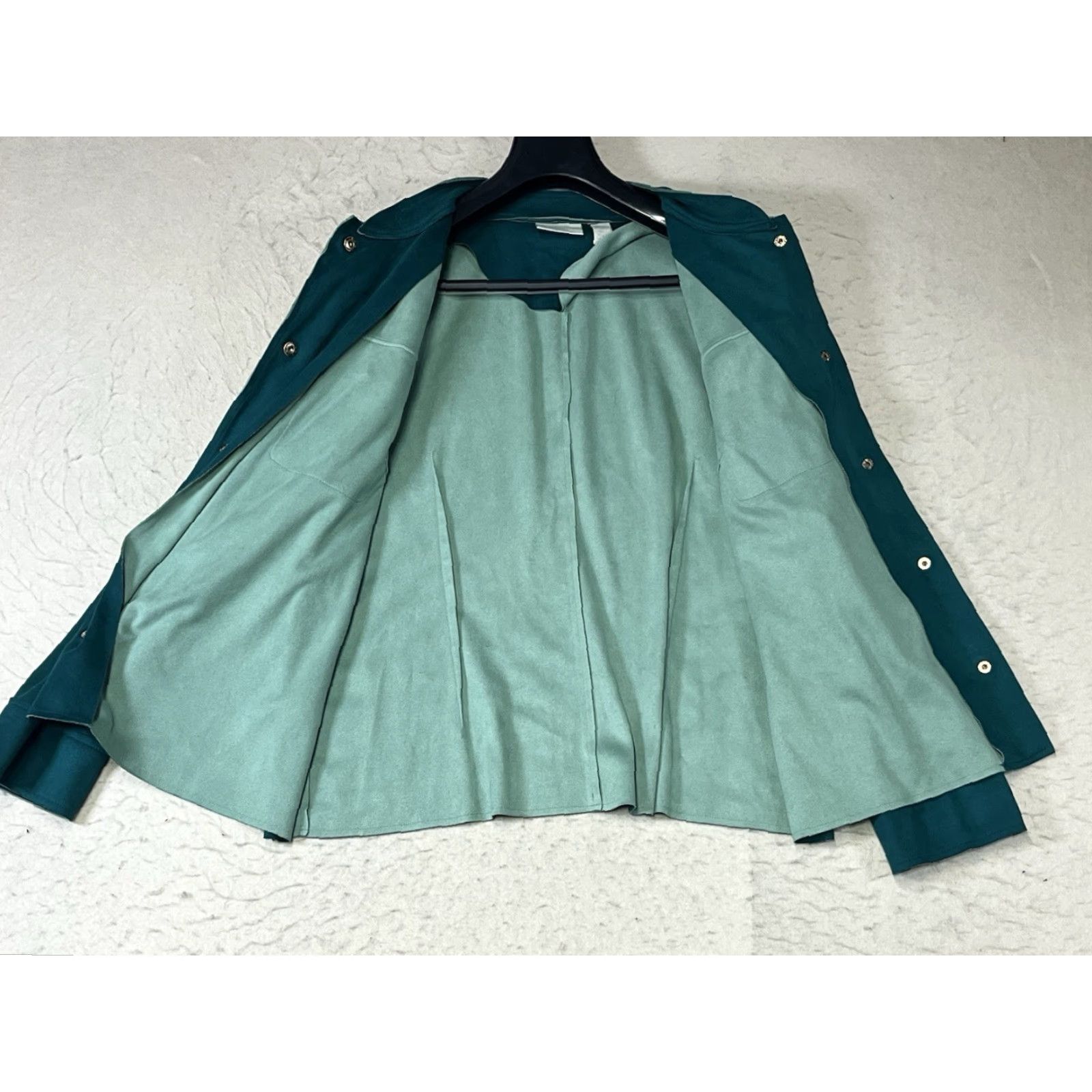 Vintage Chicos Jacket Emerald Green Size 2 Faux Suede Lining Snap Pocket Basic Jacket Women Size XS / US 0-2 / IT 36-38 - 6 Thumbnail