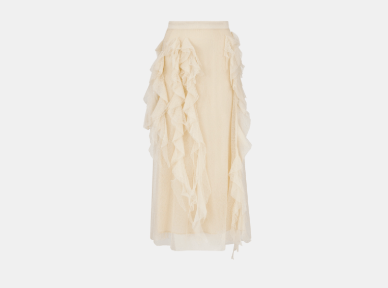 Dior o1w1db11225 424J21 Skirt with Ruffles in Ecru Size 26" / US 2 / IT 38 - 1 Thumbnail