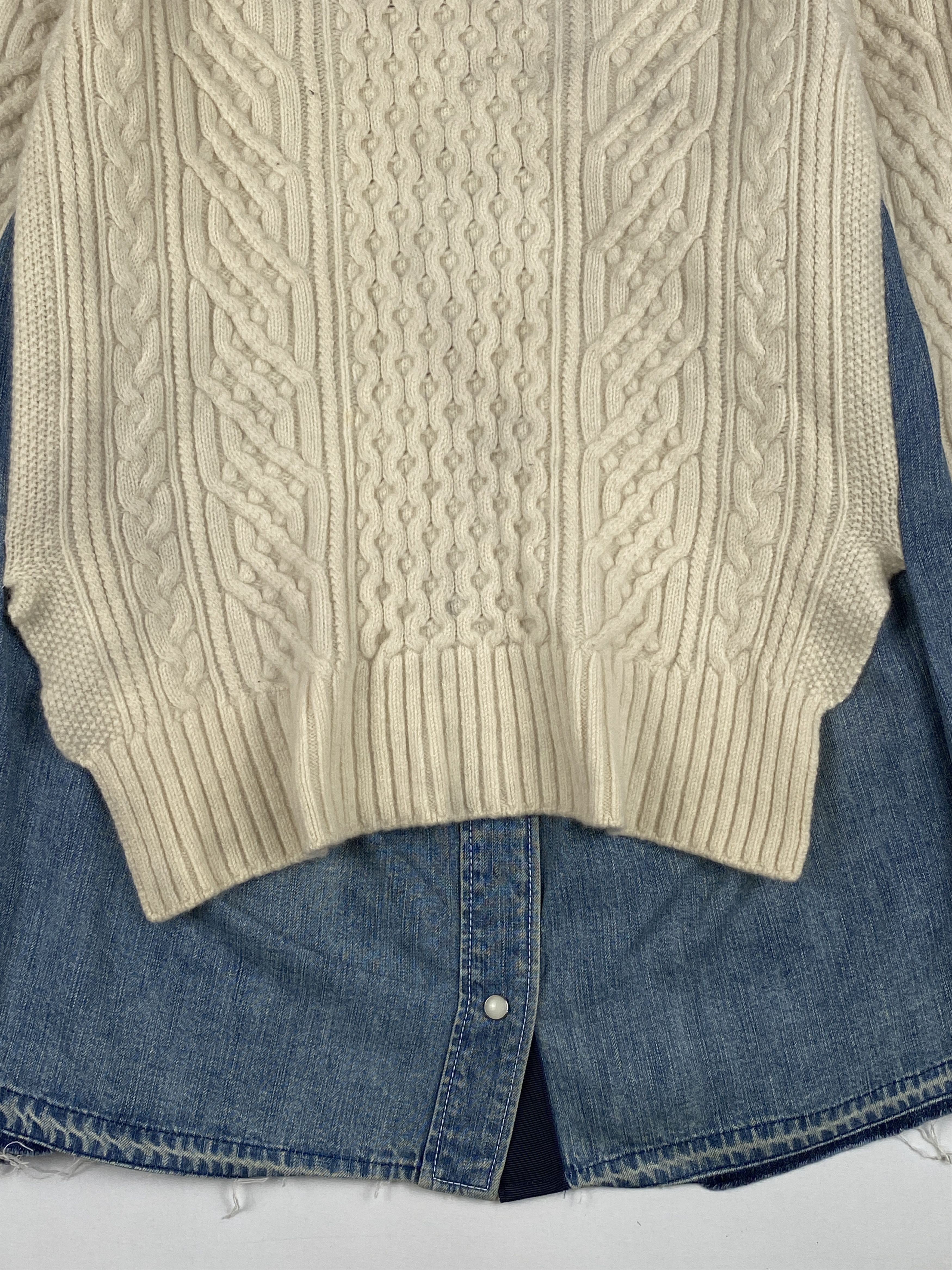 Sacai Denim Paneled Knitted Hybrid Sweater Size L / US 10 / IT 46 - 4 Thumbnail