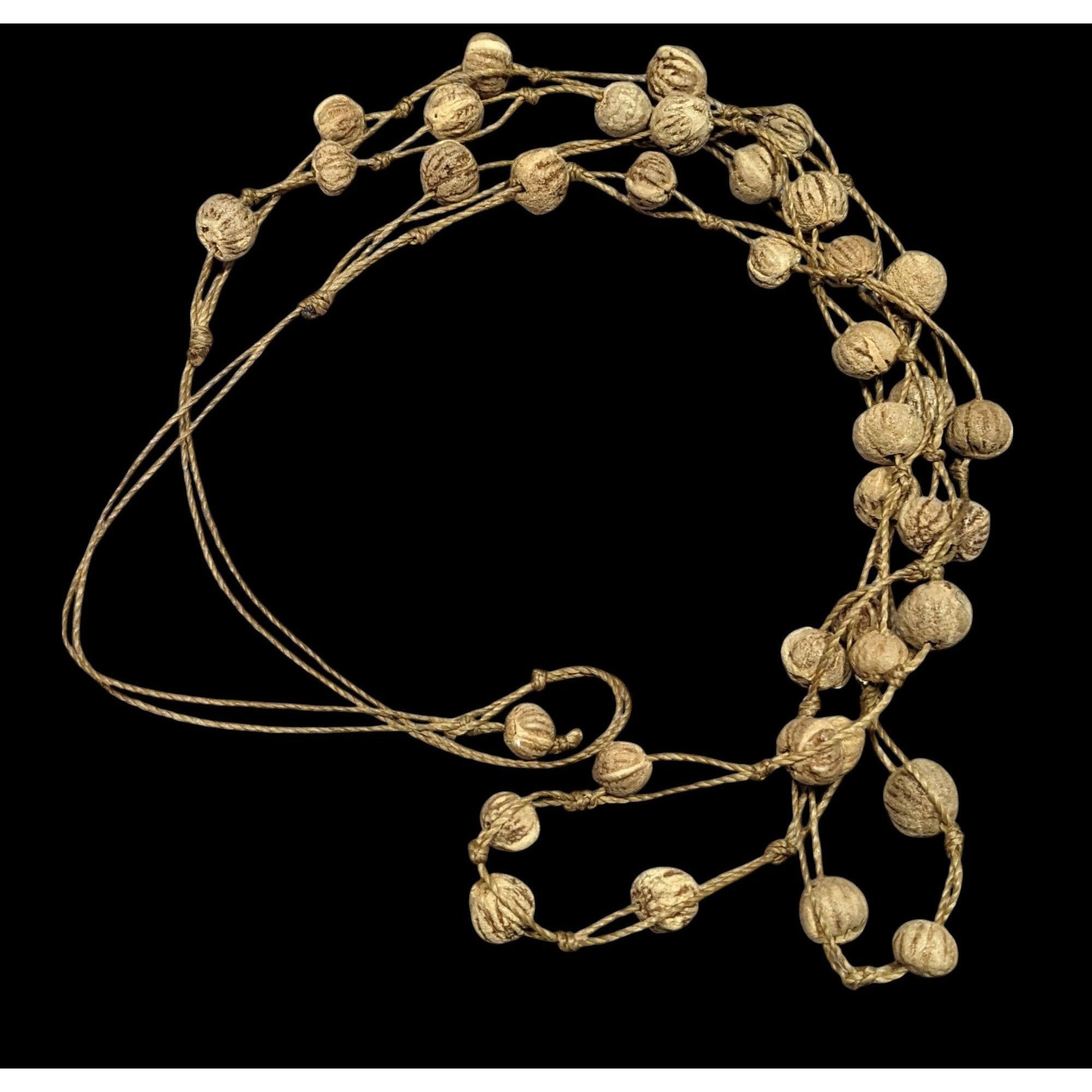 Other Rustic Natural Seed And Twine Tan Beaded Multilayer Necklace Size ONE SIZE - 1 Thumbnail