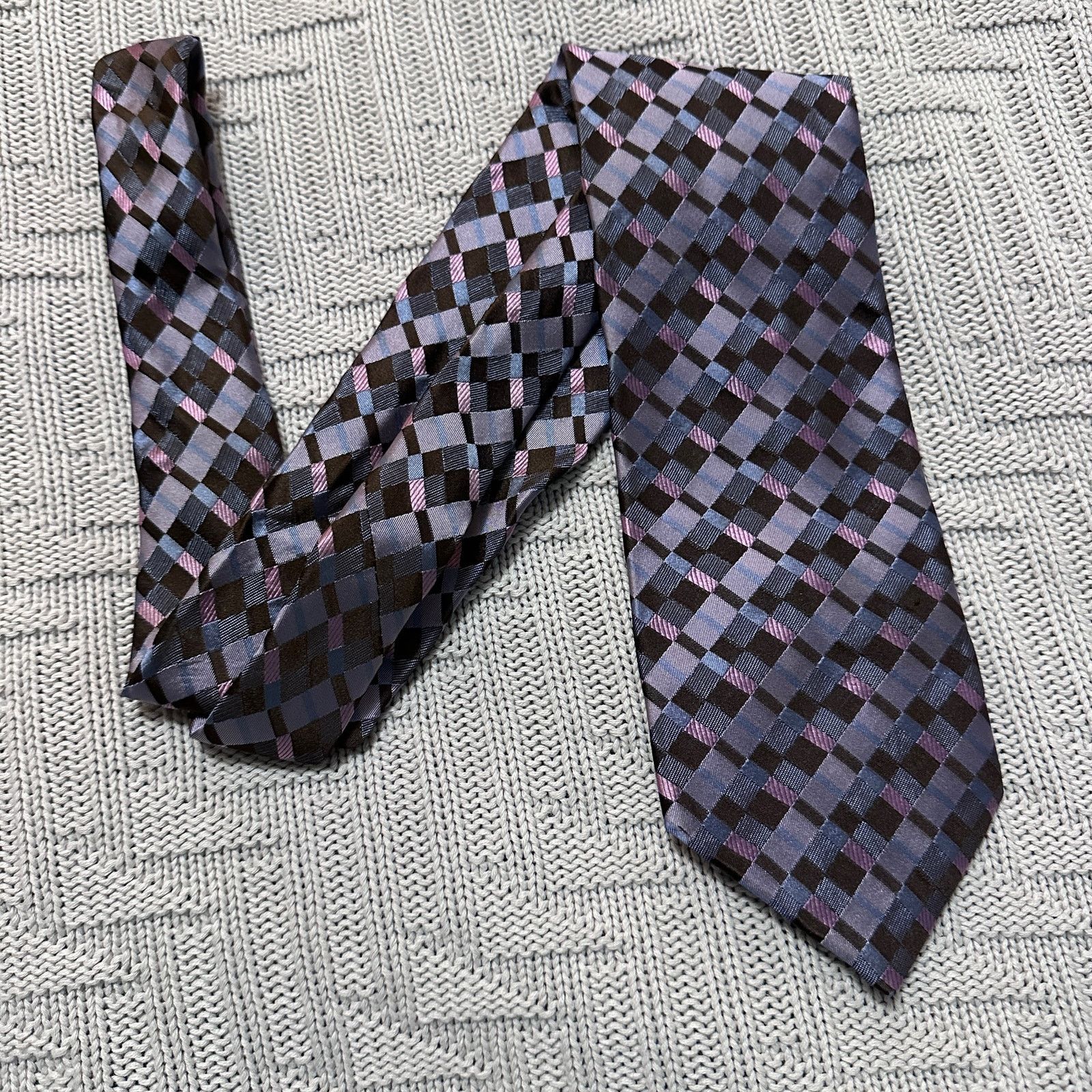 Ted Baker Ted Baker purple woven plaid silk tie Size ONE SIZE - 1 Thumbnail