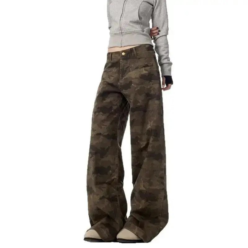 Japanese Brand Retro loose straight leg wide leg camouflage jeans Size US 32 / EU 48 - 2 Thumbnail