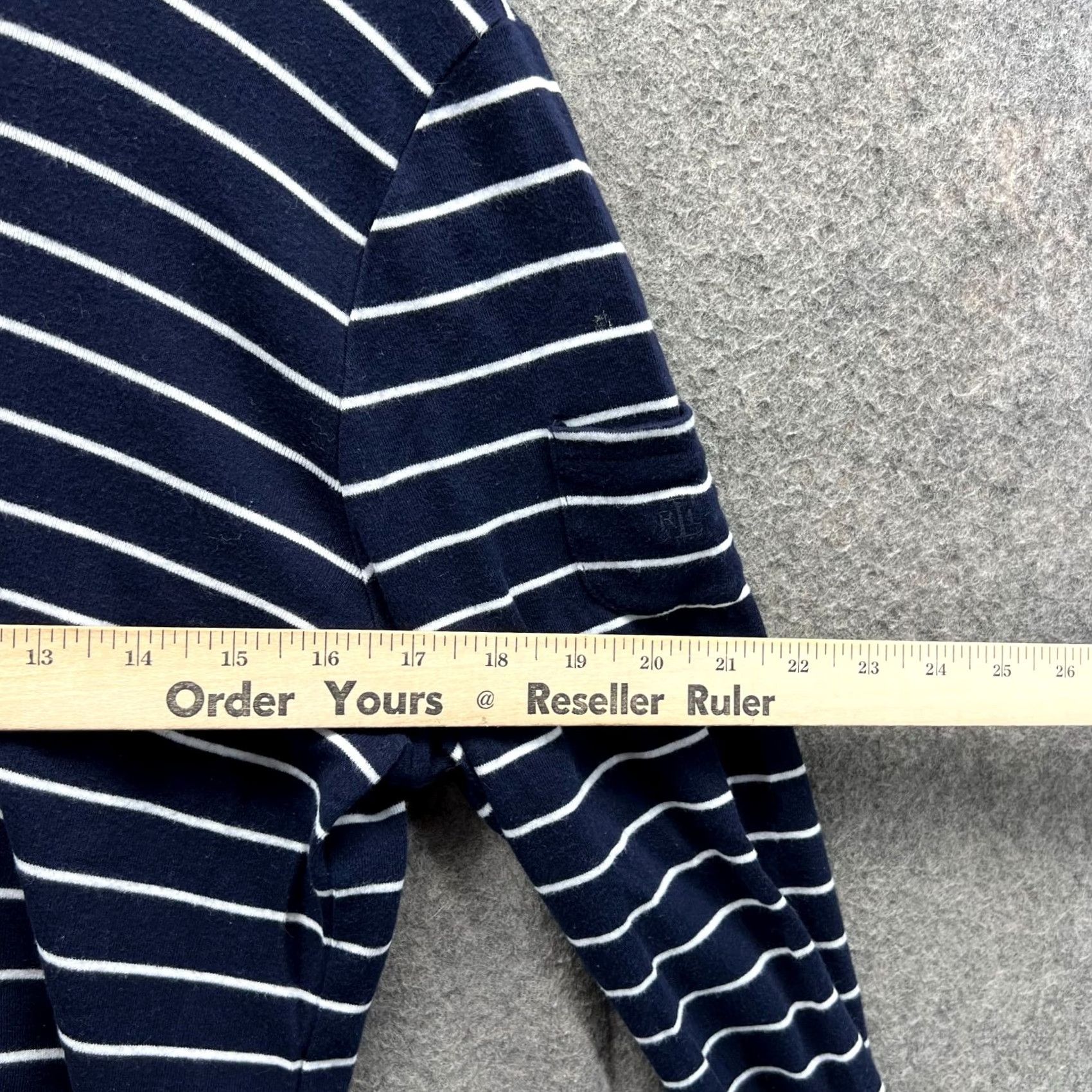 Ralph Lauren Lauren Ralph Lauren Shirt Womens XL Navy Blue White Striped Long Sleeve Cotton Size XL / US 12-14 / IT 48-50 - 4 Thumbnail