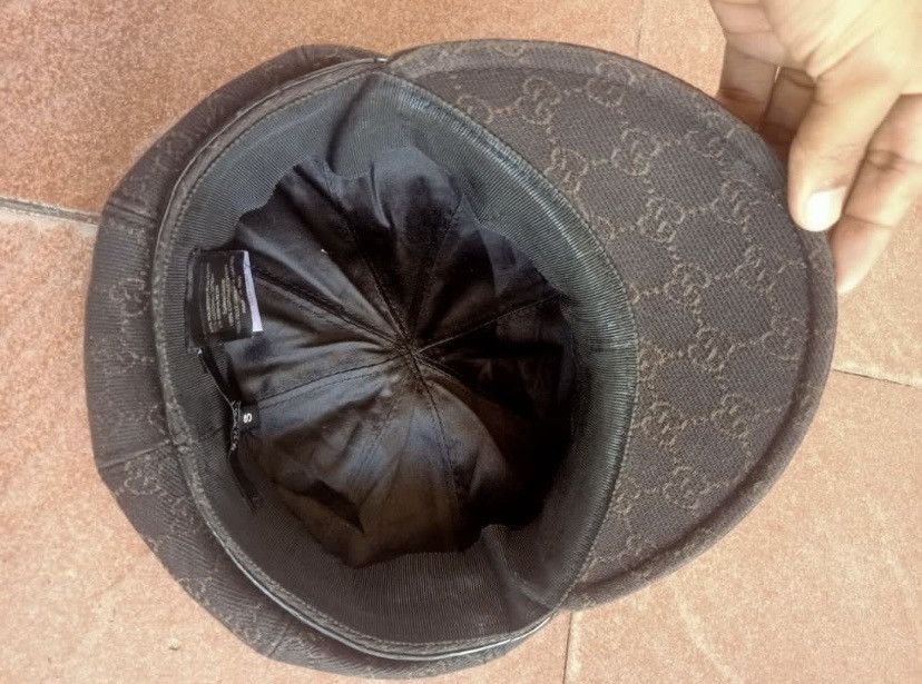 Gucci Vintage Gucci GG pattern leather-trimmed newsboy cap Size ONE SIZE - 5 Thumbnail