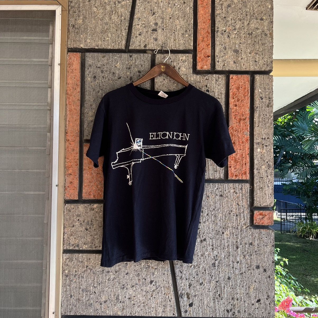 Band Tees × Vintage 1987 Elton John World Tour Band Tee Shirt Brockum Billy Joel Size US M / EU 48-50 / 2 - 2 Thumbnail