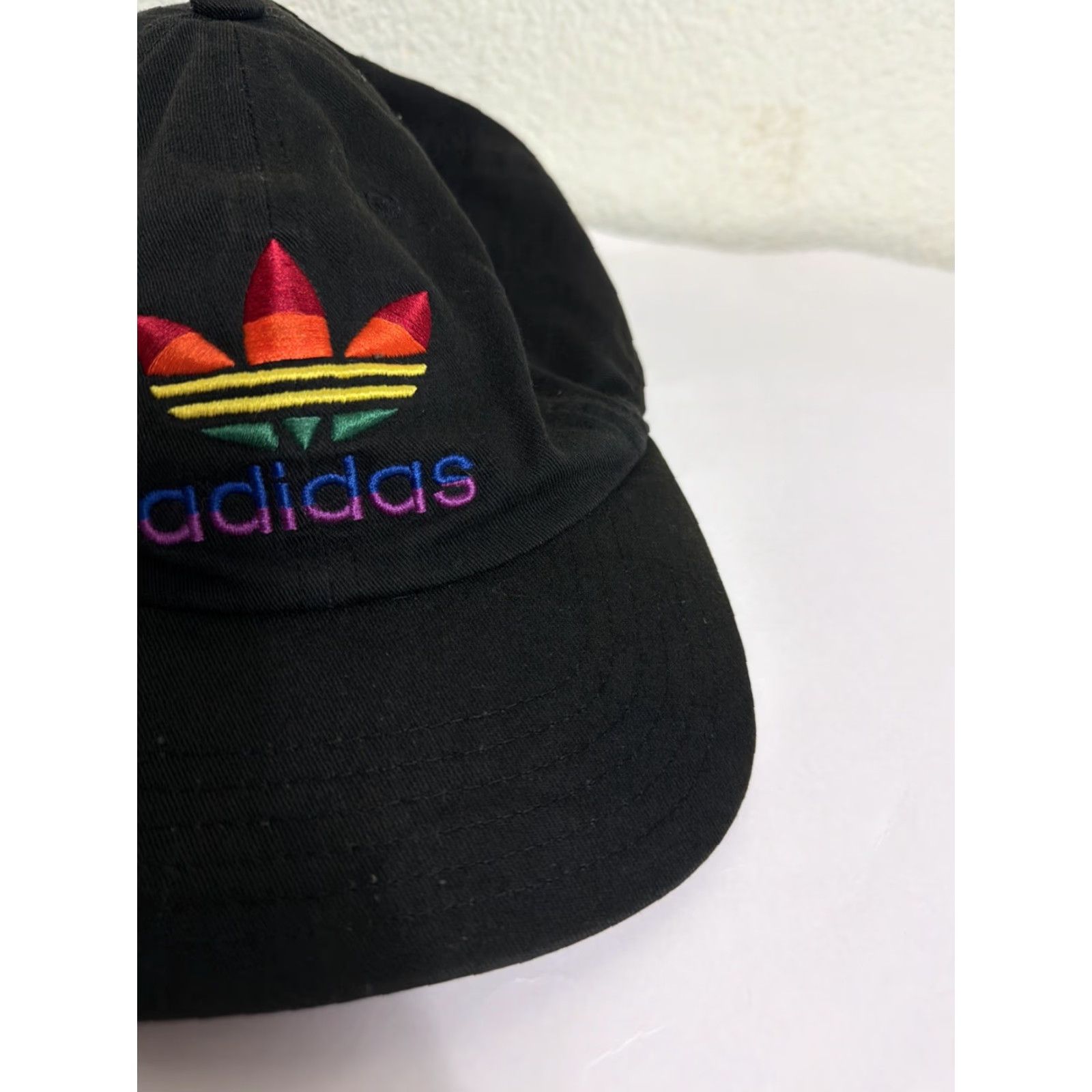 Adidas Adidas Hat Cap Rainbow Trefoil Logo Black Dad Cap OSFM Strapback Love Pride Cap Hat Size ONE SIZE - 4 Thumbnail