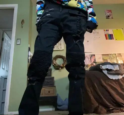 Japanese Brand Straight Jeans Men Punk Skinny Denim Pants Size US 32 / EU 48 - 2 Thumbnail