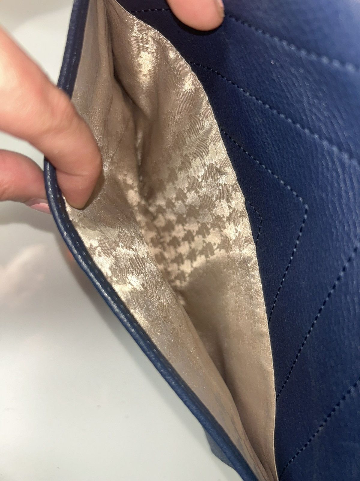 Karl Lagerfeld Karl Lagerfeld Paris GG Blue Quilted Chevron Shoulder Bag Size ONE SIZE - 8 Thumbnail