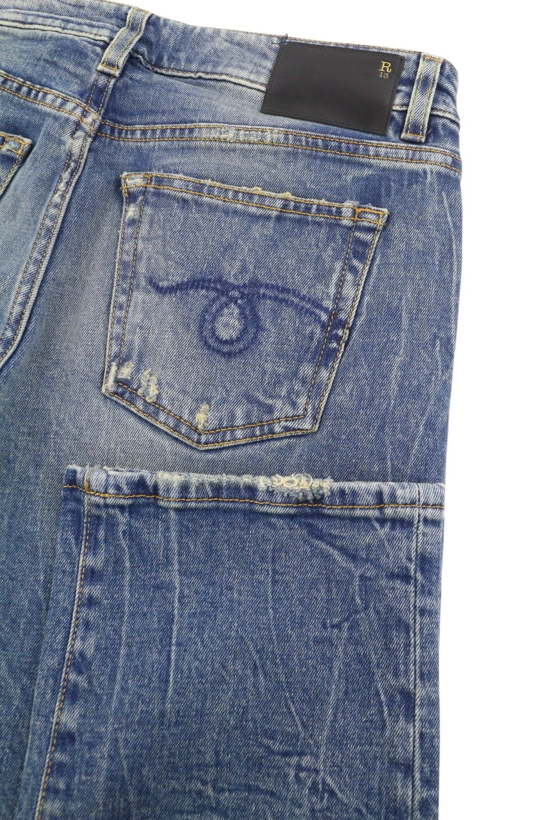 R13 BOY STRAIGHT 27 Kelly Stretch Washed Cropped Zip 86346 Size 27" / US 4 / IT 40 - 6 Thumbnail