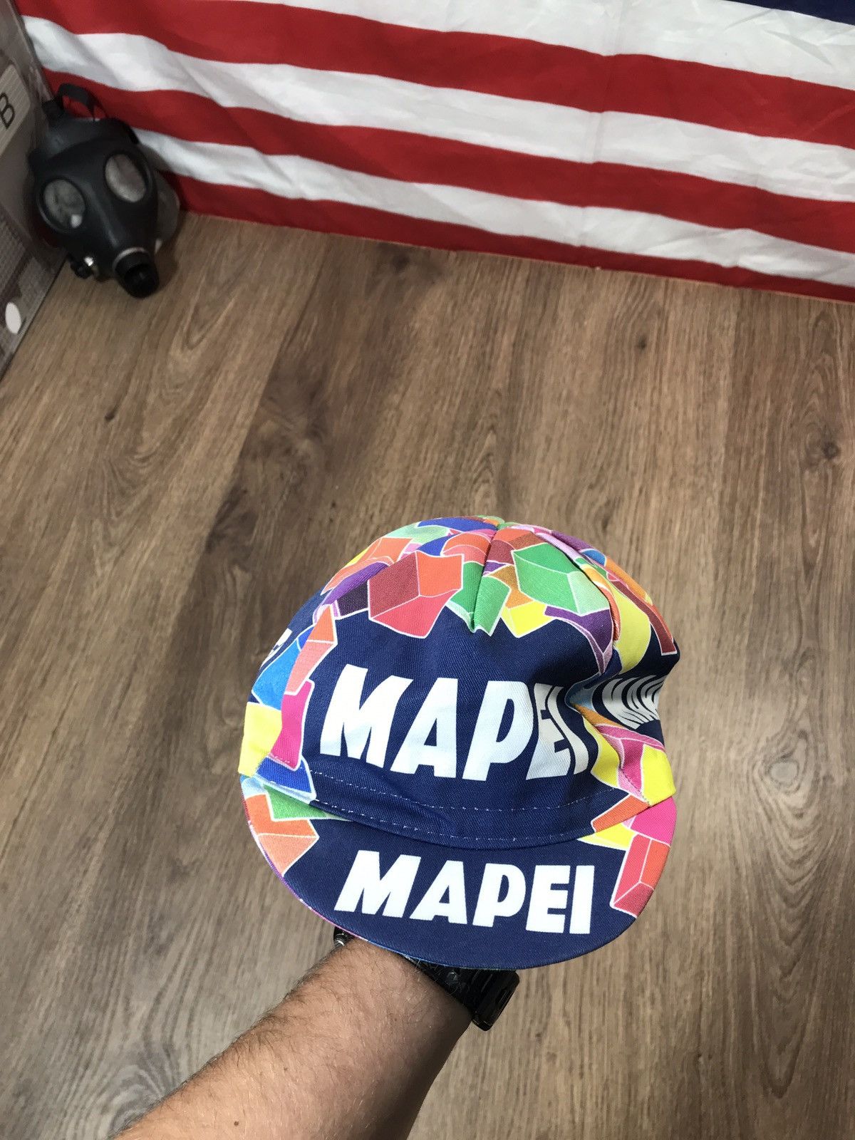 Vintage Vintage Mapei Quickstep Team Cycling Cap Made in Italy Size ONE SIZE - 3 Thumbnail