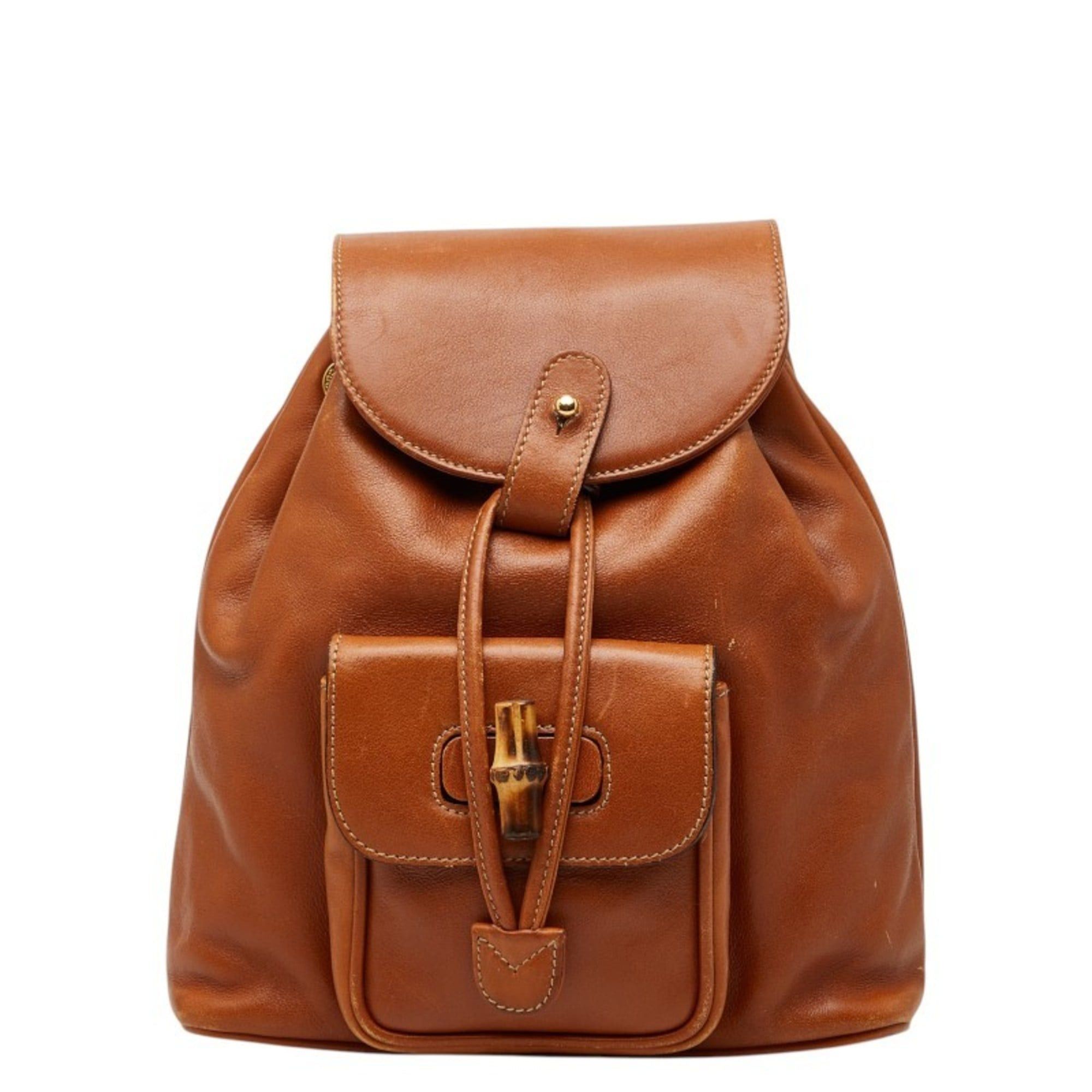 Gucci Gucci Bamboo Backpack 03 2265 0030 Brown Leather Women's GUCCI Size ONE SIZE - 1 Thumbnail