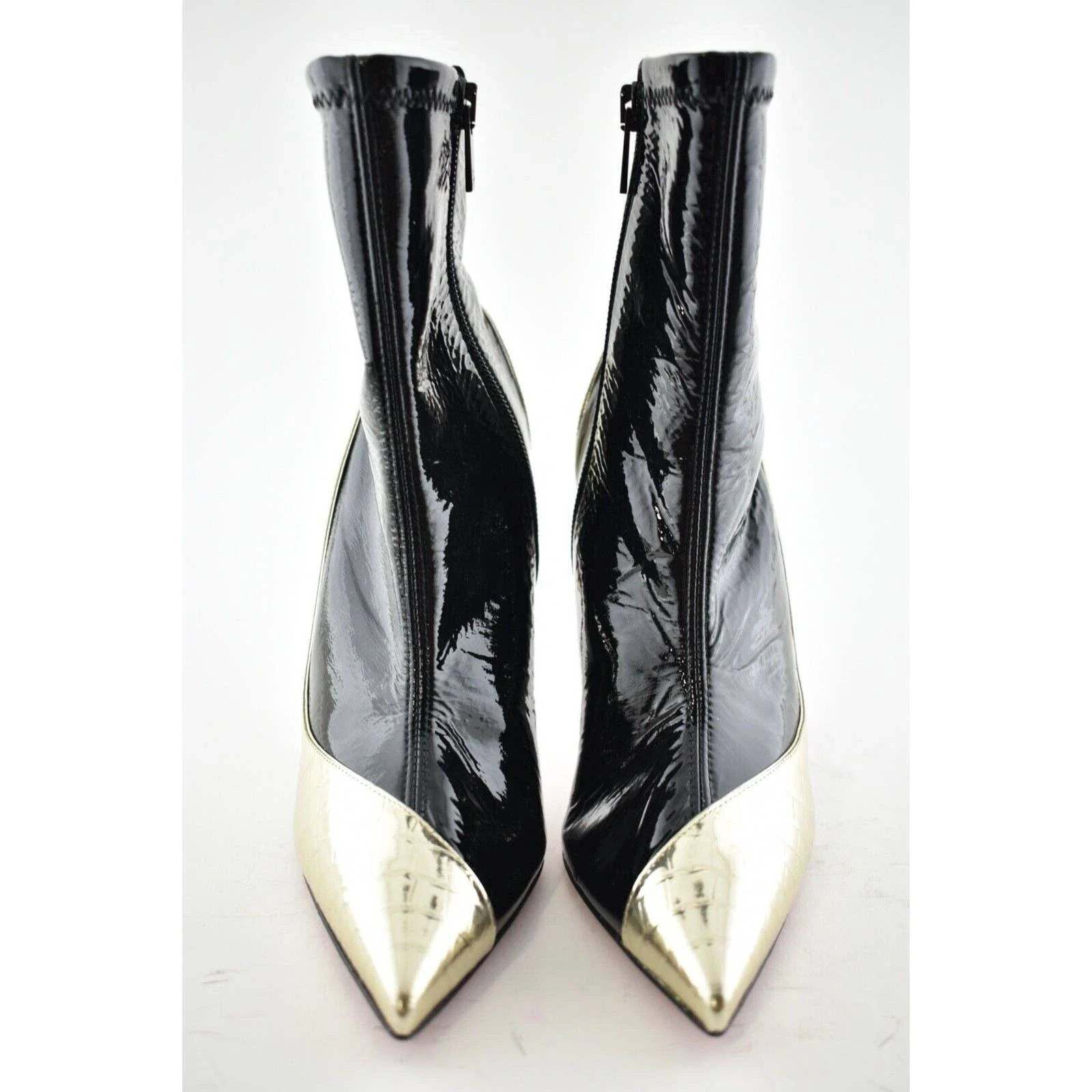 Christian Louboutin Christian Louboutin Bibooty 100 Black Platine Gold Patent Size US 7 / IT 37 - 6 Thumbnail