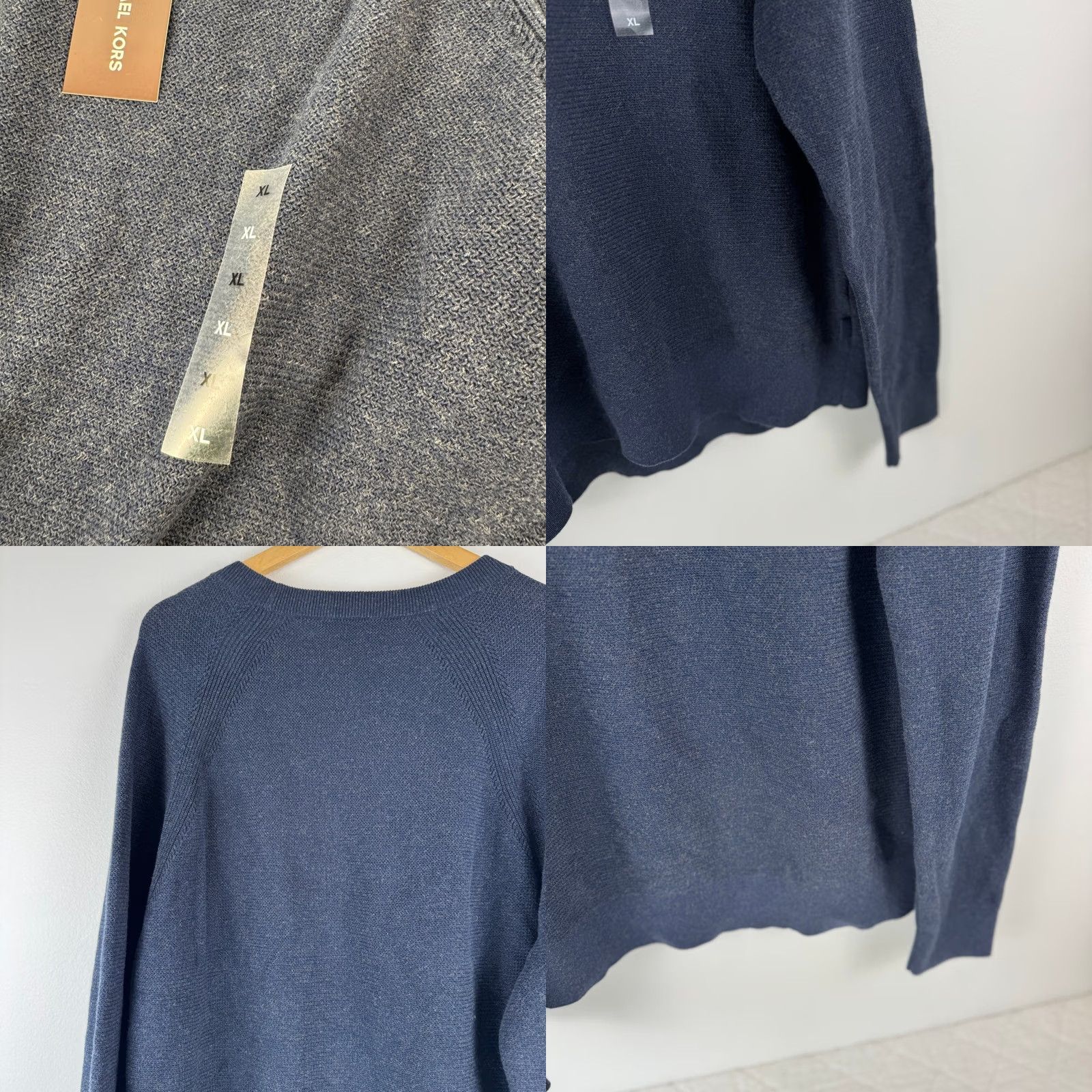 Michael Kors Michael Kors Mens Midnight Blue Textured Mouline Crewneck Sweater XL Size US XL / EU 56 / 4 - 9 Thumbnail