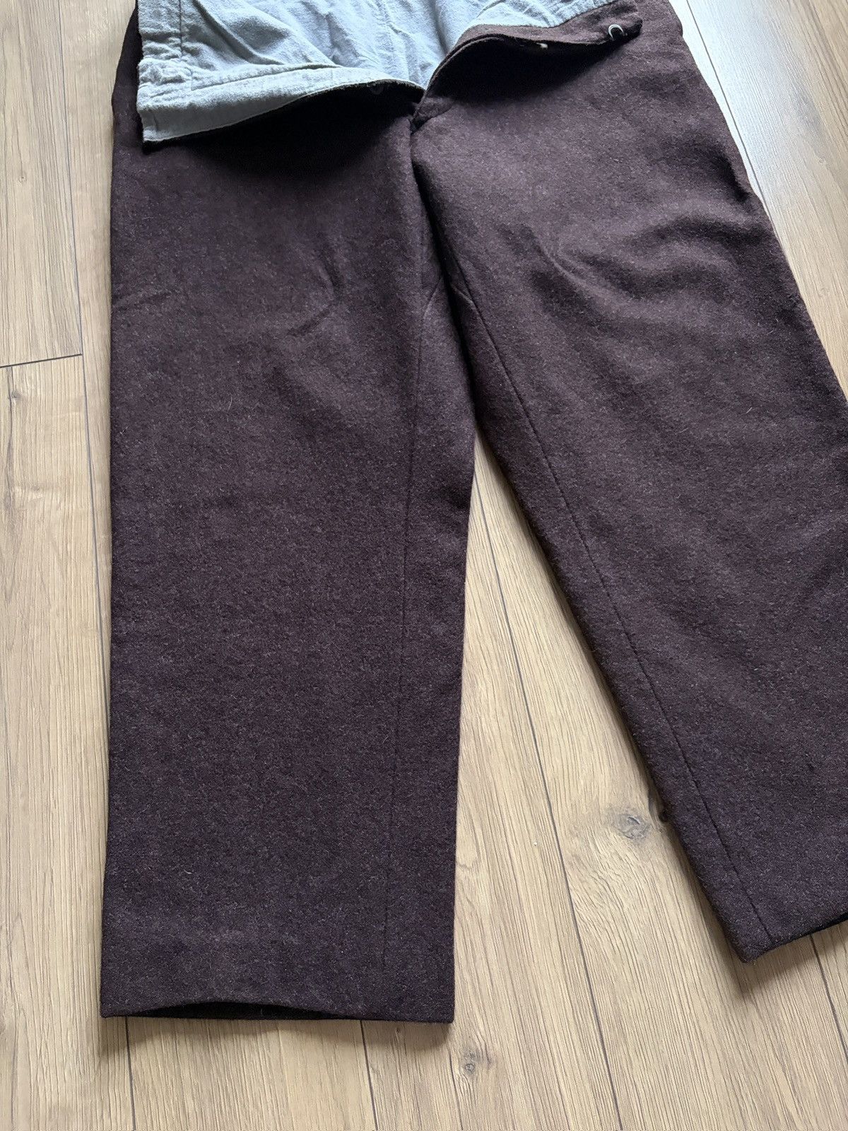 Vintage 40-50's Heavy Brown Wool Cotton Lined European Work Pants Size US 36 / EU 52 - 12 Thumbnail
