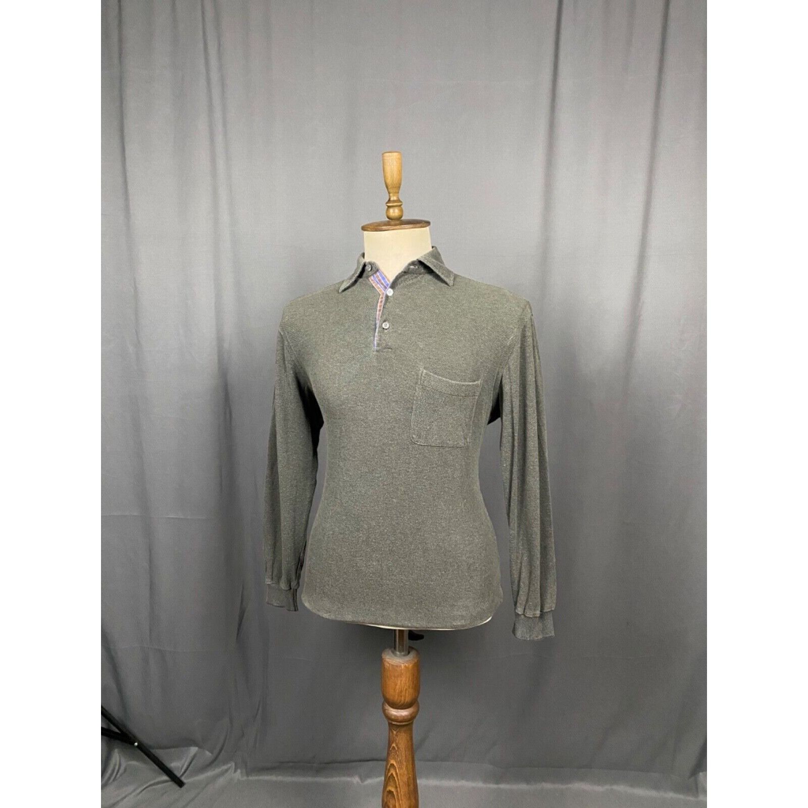 Brioni Brioni Men's Khaki Green Collared Longsleeve Polo Sweater Si Size US M / EU 48-50 / 2 - 4 Thumbnail