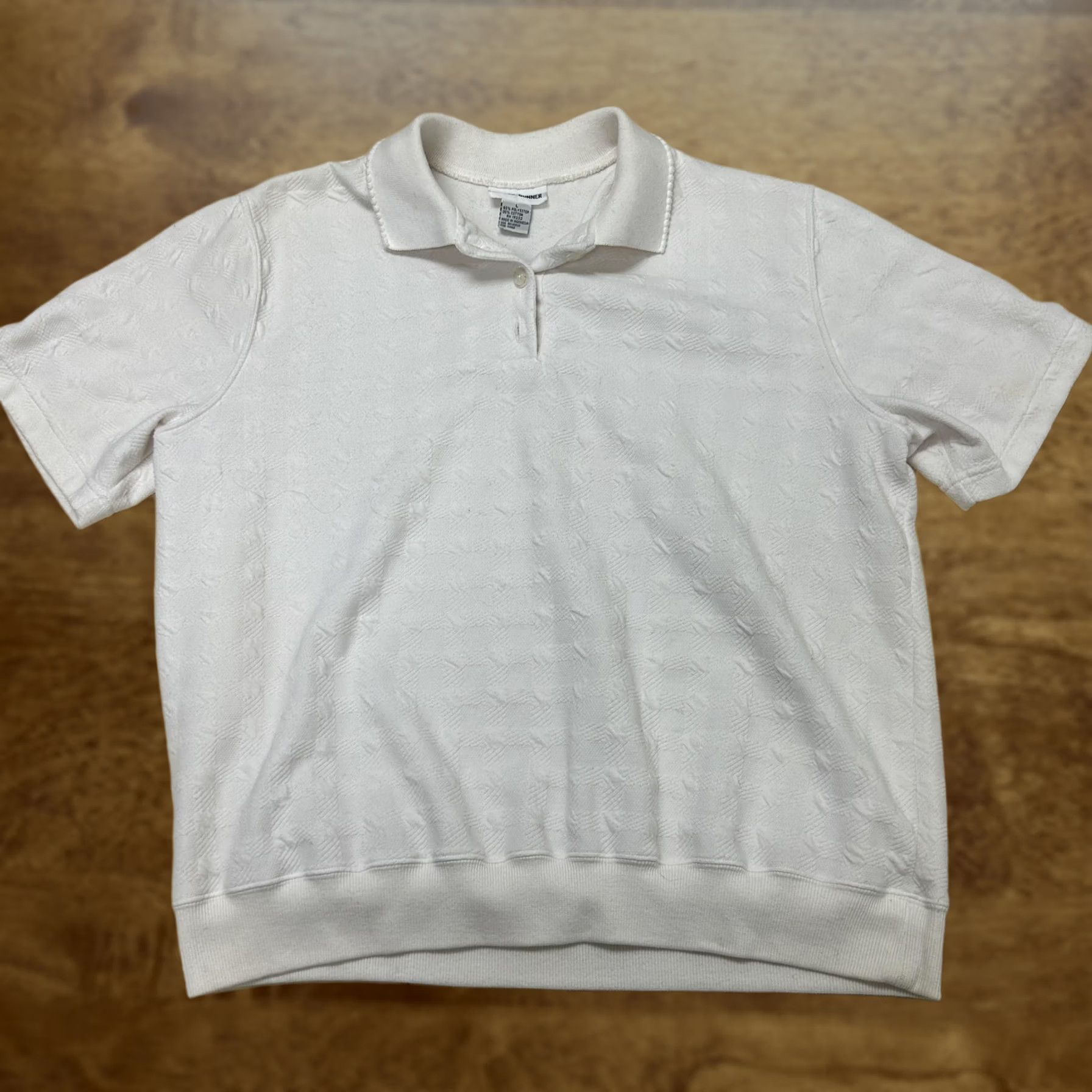 Vintage Alfred Dunner Polo Shirt Womens Large White Textured Knit Short Sleeve Vintage Size L / US 10 / IT 46 - 1 Thumbnail