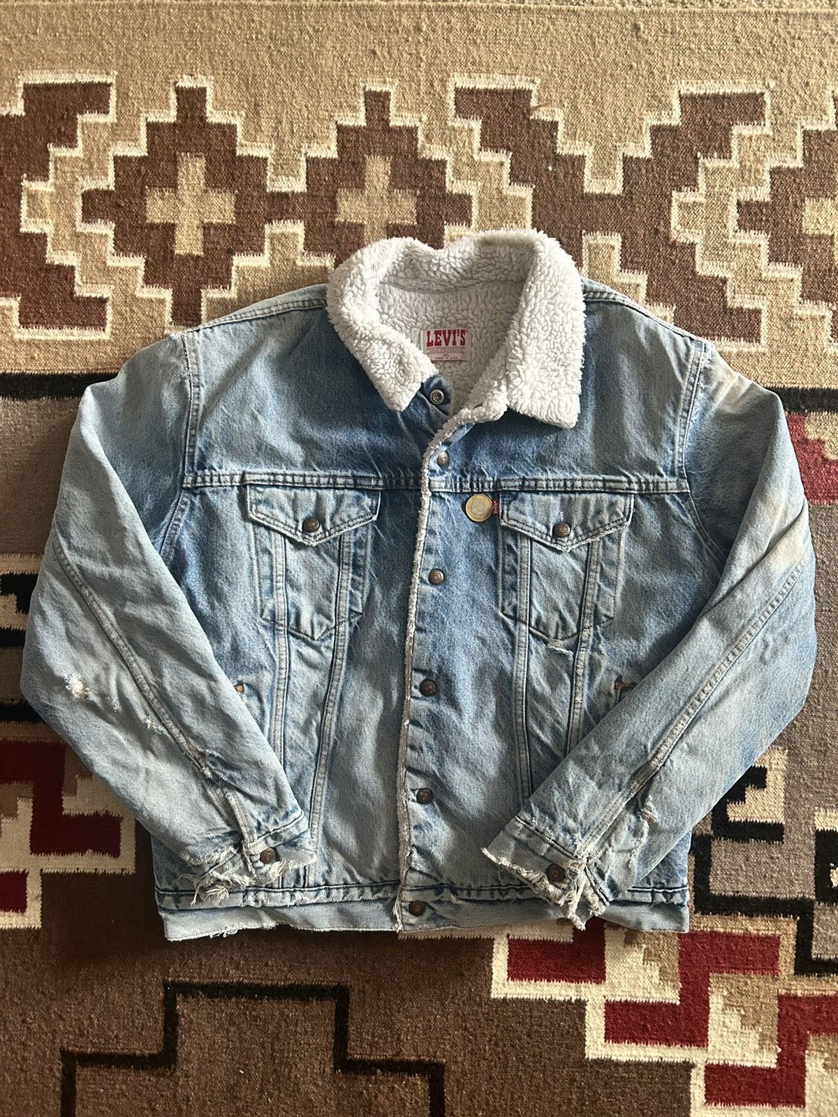 VTG Levi's Mens Sherpa Denim Jean Jacket Truckers Vintage