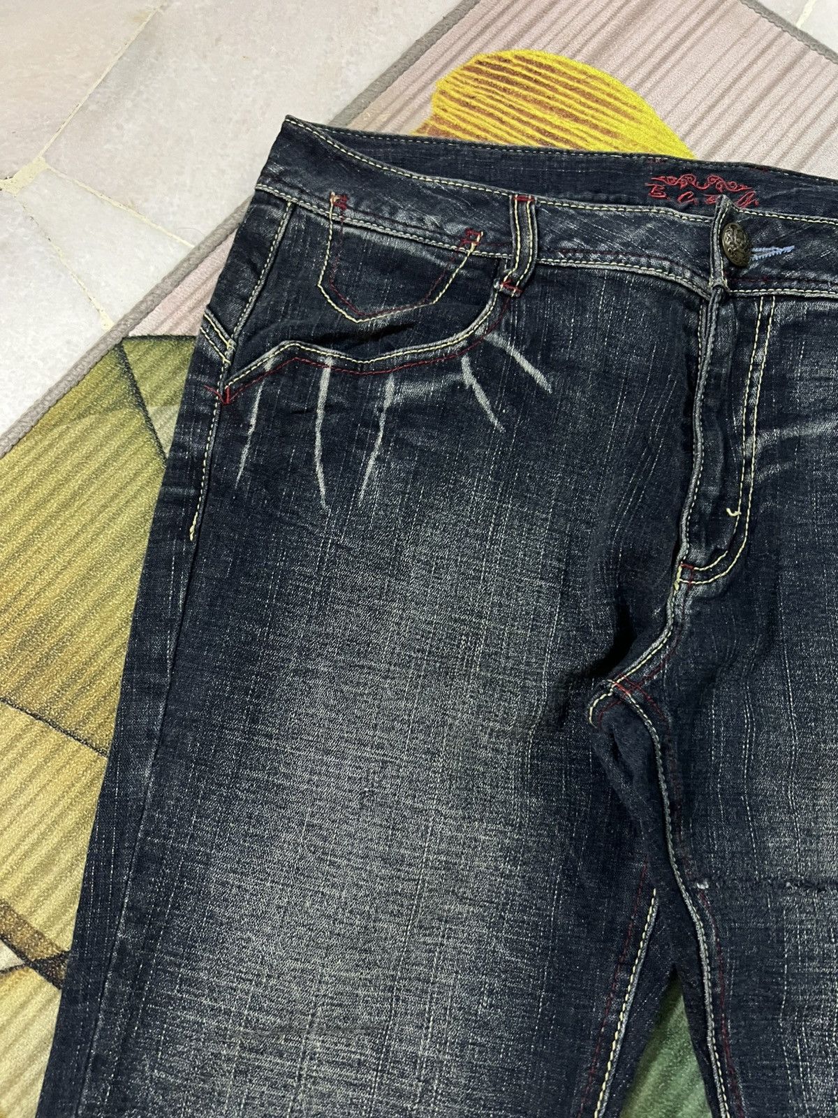 Japanese Brand 💥BCBG SKULL BACKLE BACK FLARE JEAN🔥 Size US 35 - 8 Thumbnail