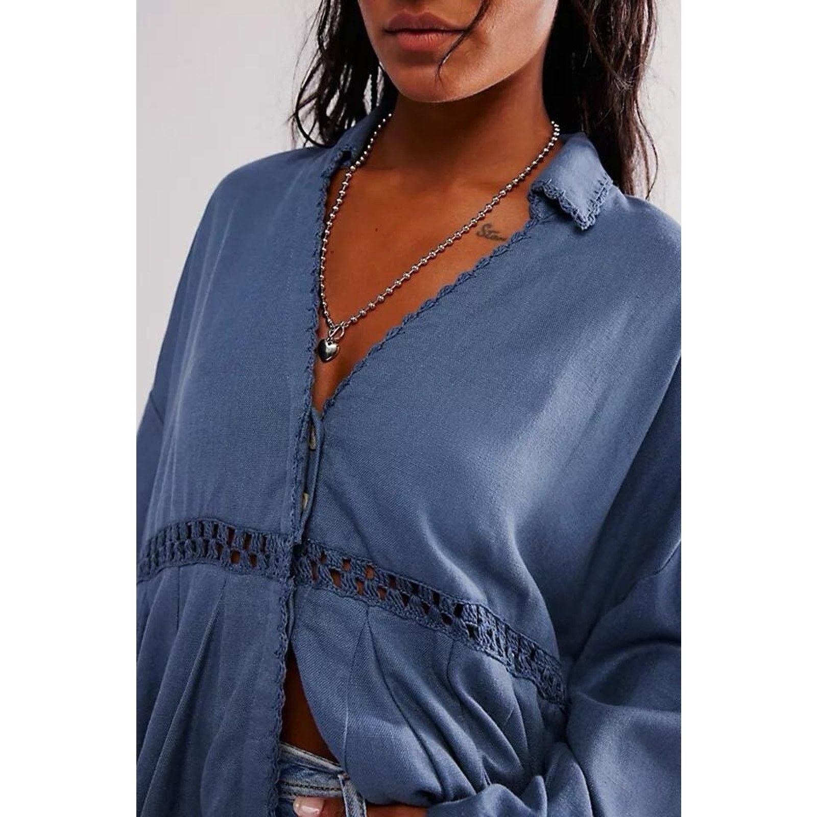 Free People NWT Free People (S) Linen Blend Mini Dress Oversized Size S / US 4 / IT 40 - 3 Thumbnail