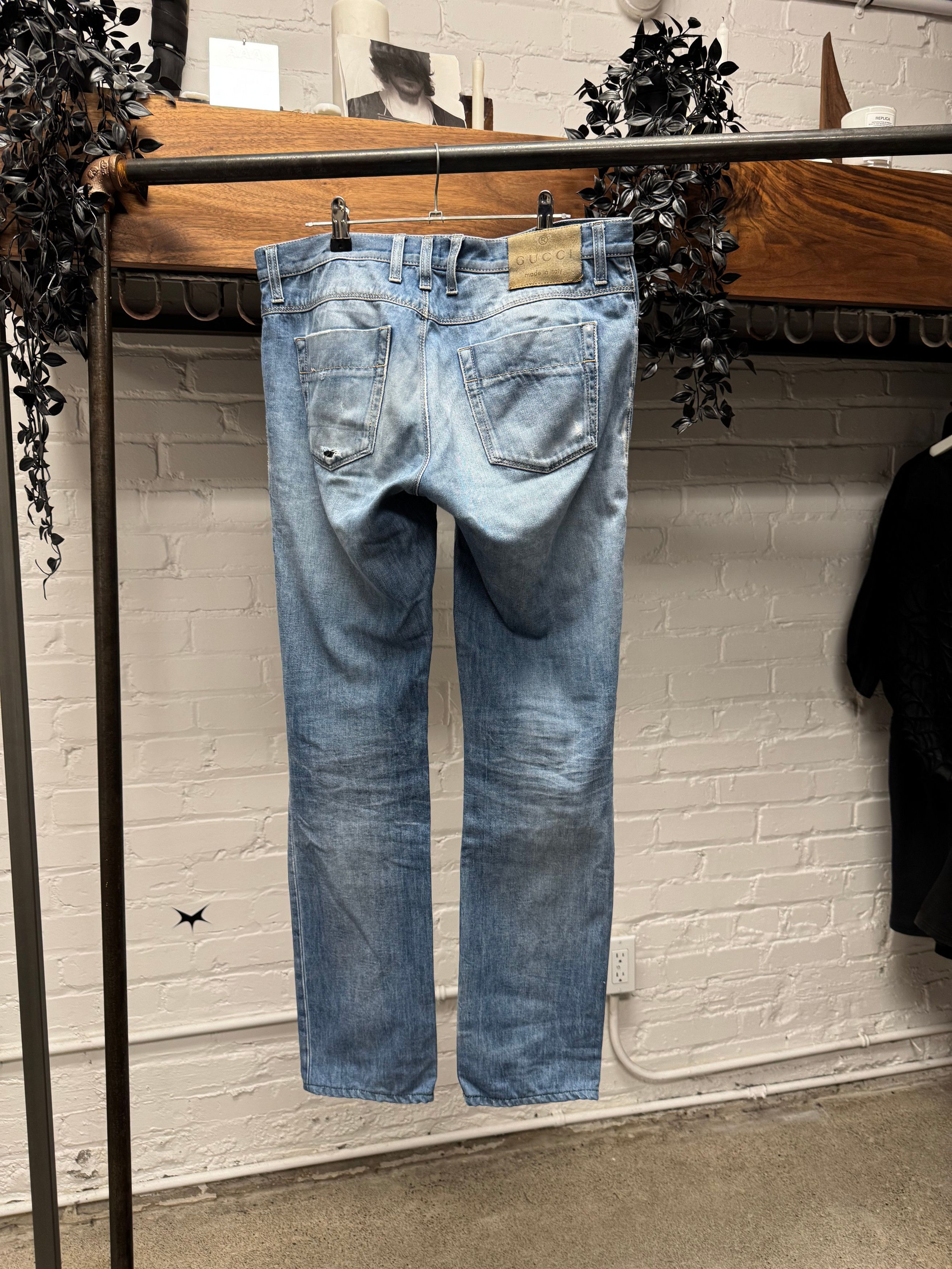 Gucci Vintage Gucci Light Wash Blue Distressed Skinny Jeans Size US 30 / EU 46 - 5 Thumbnail
