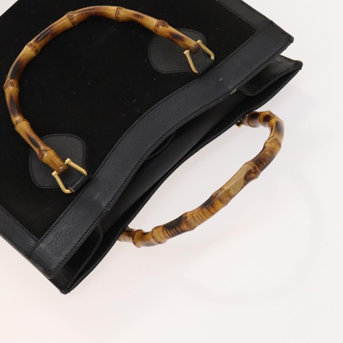 Gucci GUCCI Bamboo Hand Bag Suede Black Gold Size ONE SIZE - 6 Thumbnail