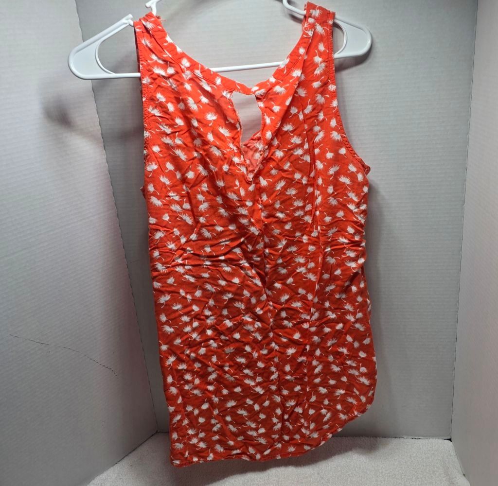 Old Navy Women's Old Navy Orange & White Floral Tank Top XL Size XL / US 12-14 / IT 48-50 - 5 Thumbnail