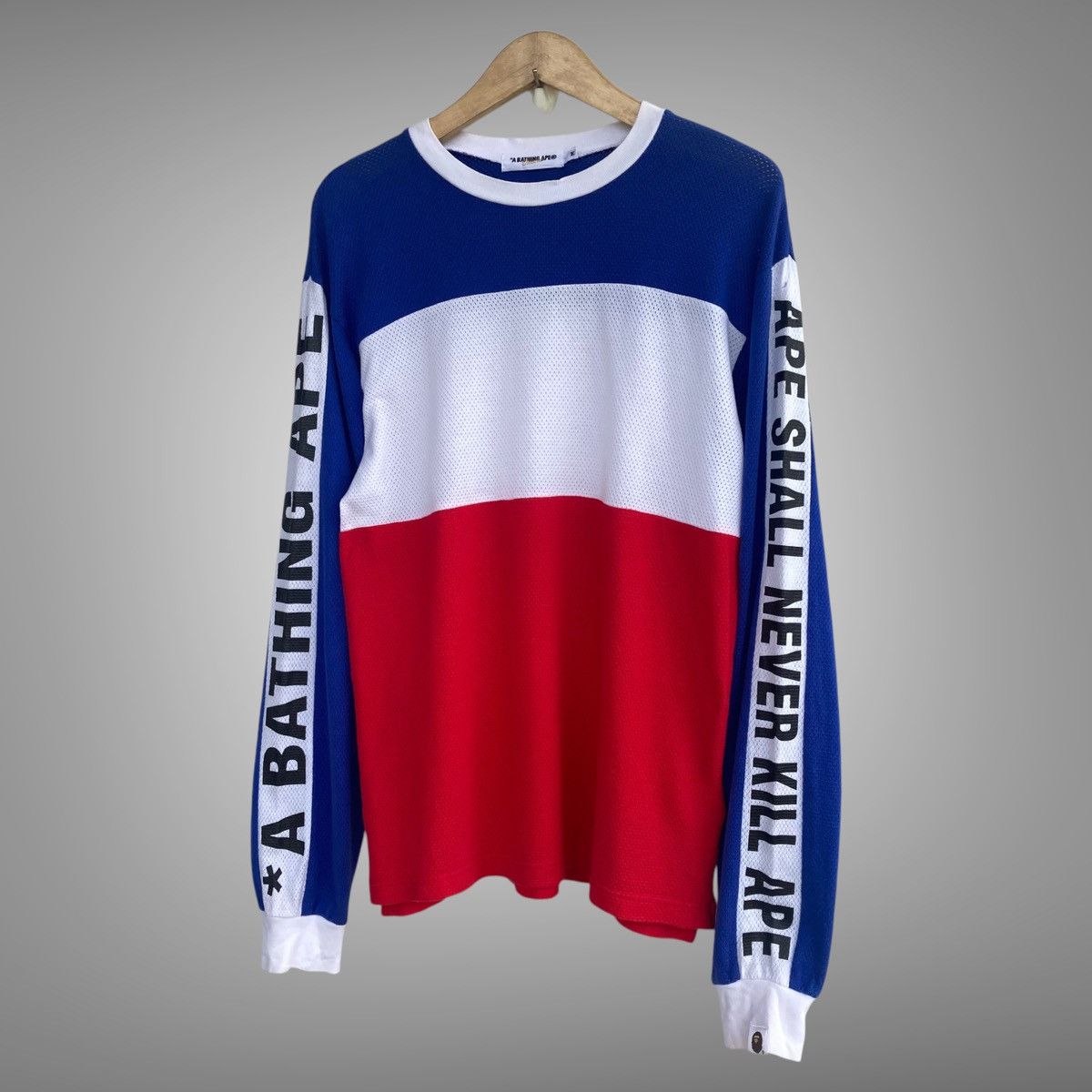 Bape × Nigo Vintage Bape Mesh Jersey Longsleeve Size US M / EU 48-50 / 2 - 3 Thumbnail