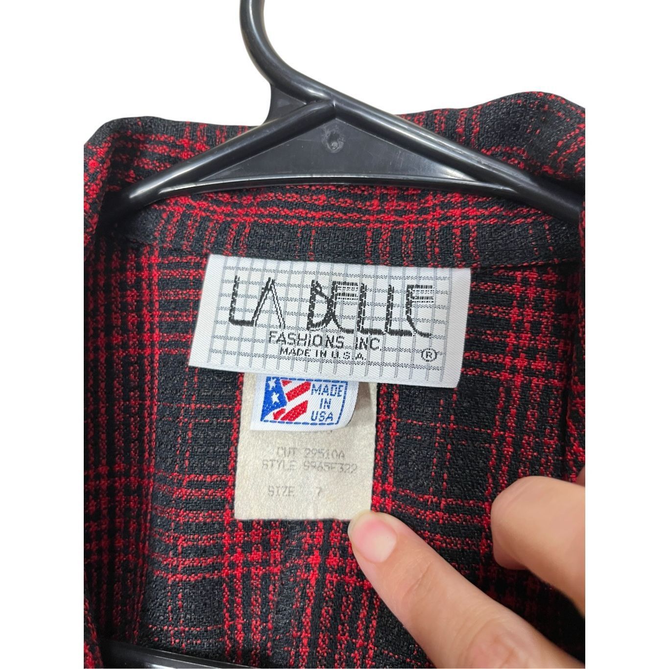 Other Vintage La Belle 80s 90s Red Black Plaid Blazer Size 7 Size M / US 6-8 / IT 42-44 - 5 Thumbnail