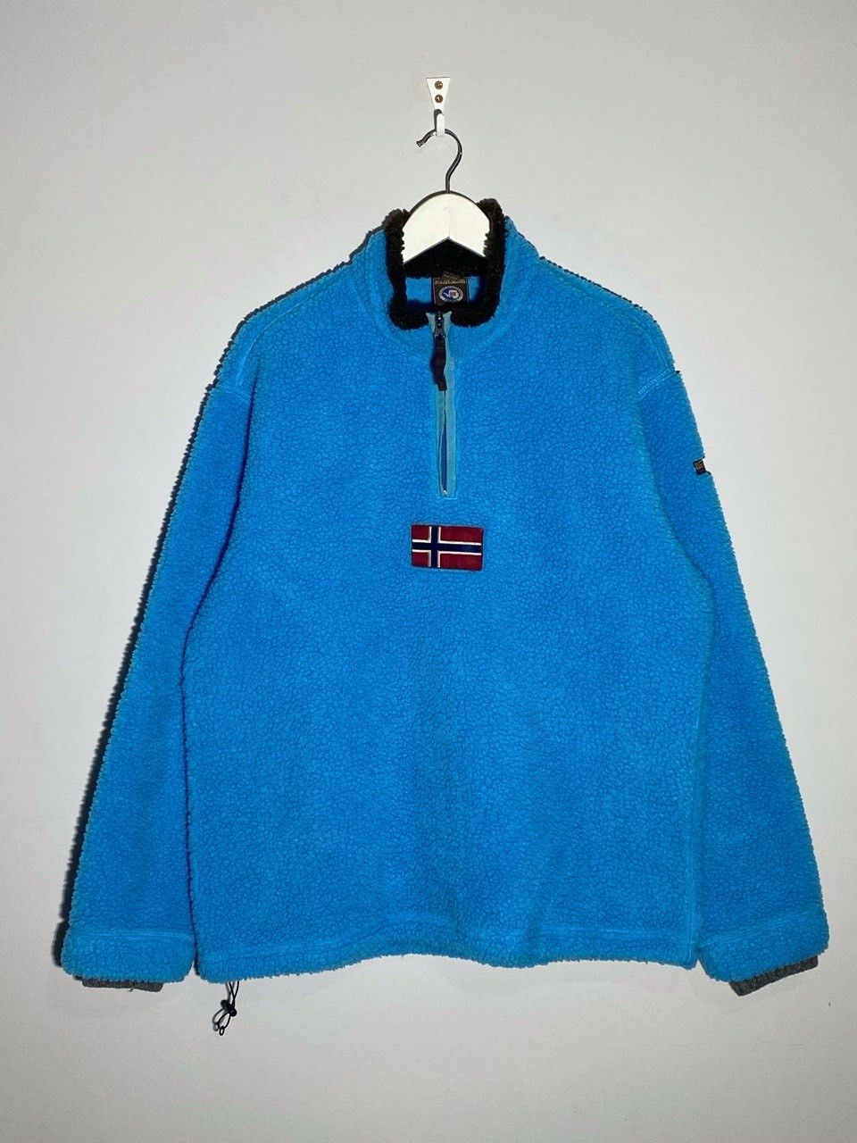 Napapijri Vintage Napapijri Flag Logo Baby Blue Fleece 1/4 zip Size US XL / EU 56 / 4 - 1 Thumbnail
