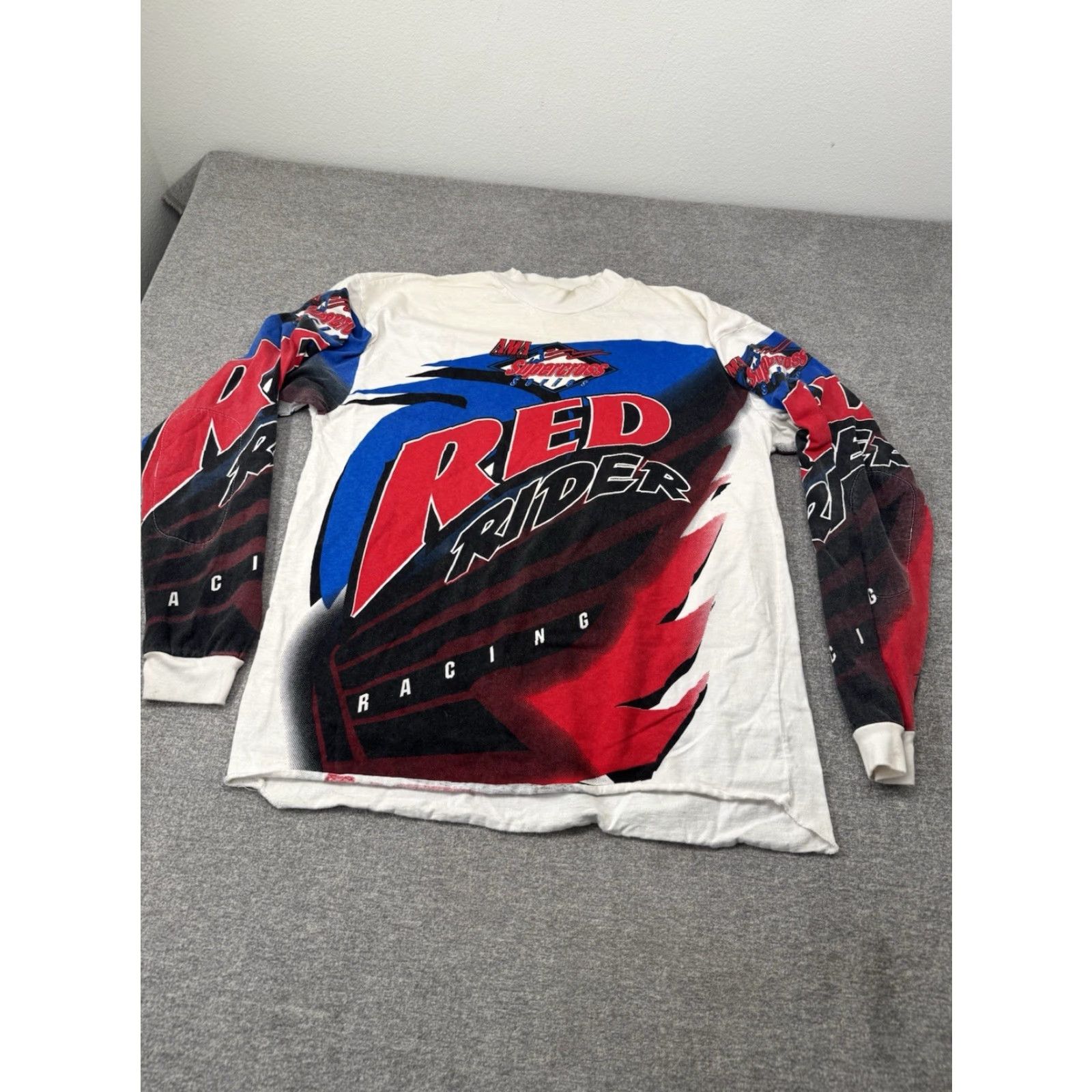 Vintage VINTAGE SCOTT STRATEGIC GEAR Supercross Series Red Rider Motocross T Shirt XL White Mens Long Sleeve Cotton Sleeve Graphic 90s Size US XL / EU 56 / 4 - 2 Thumbnail