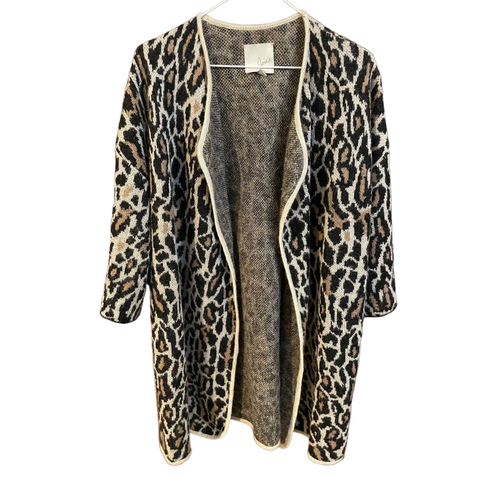 Joie Joie Berit Cardigan Animal Leopard Open Front Wool Blend, XS Size XS / US 0-2 / IT 36-38 - 6 Thumbnail