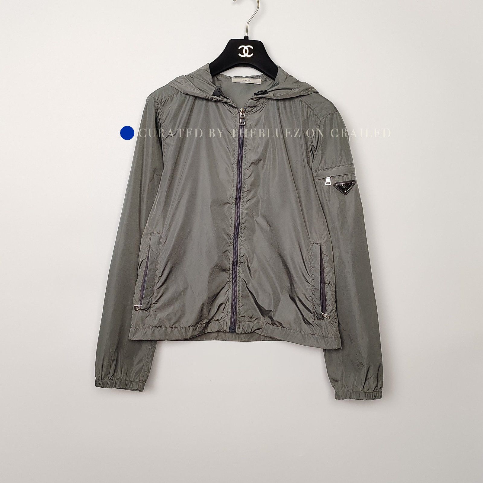 Prada NWT Prada Re-Nylon Grey Hooded Quarter Zip Anorak Jacket
