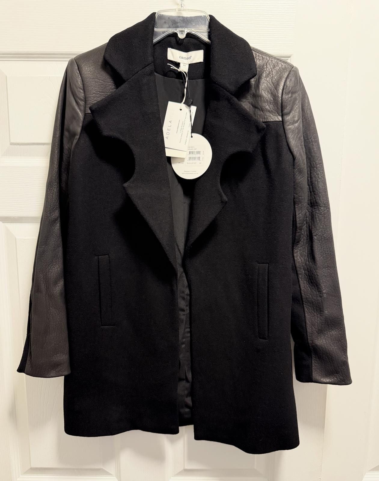 Camel Chic Black Wool Leather Arcade Coat by Cameo – XS NWT 473$ Size US XS / EU 42 / 0 - 10 Thumbnail