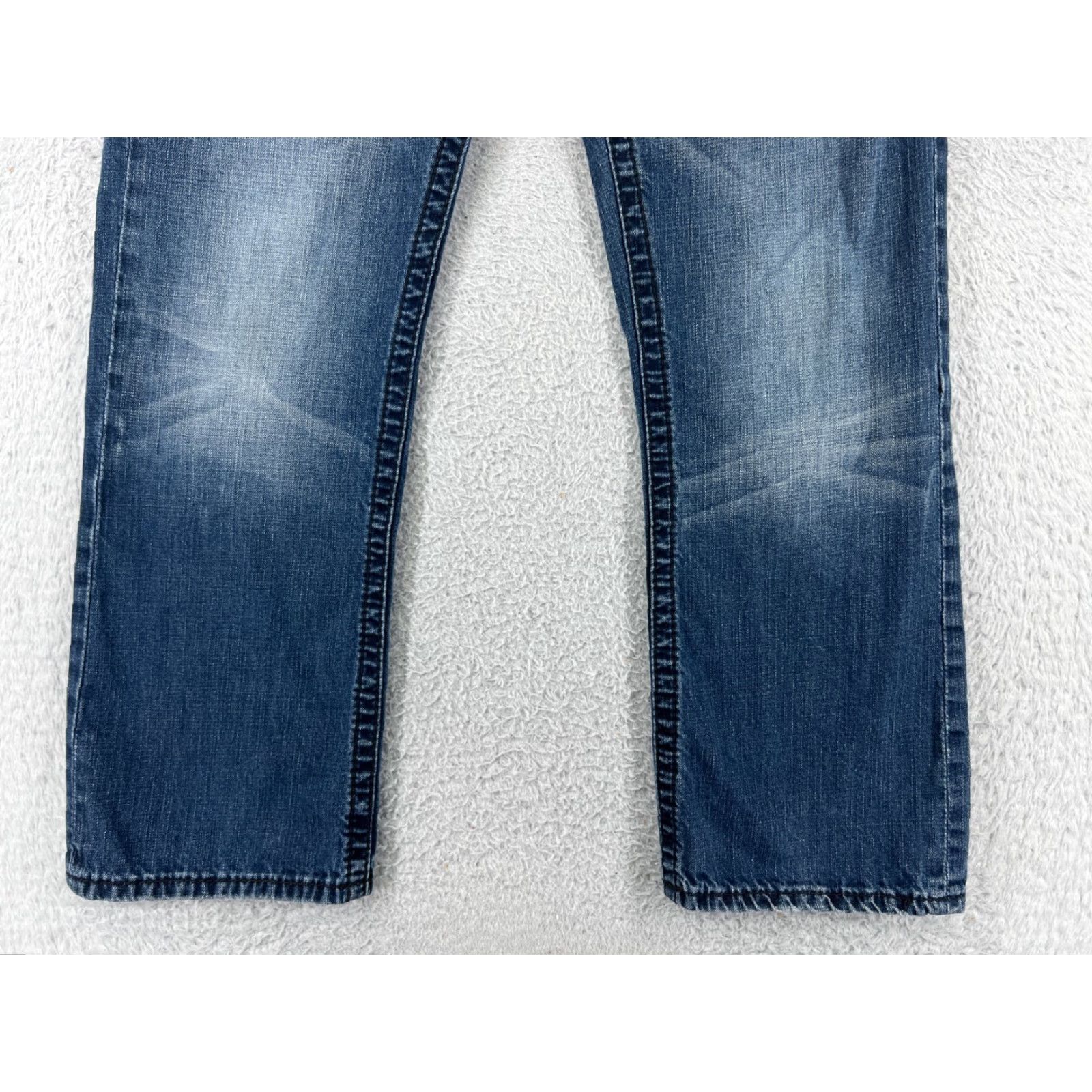 Vintage Seven7 Womens Jeans 34 Blue Denim Distressed Straight Embroidered 100% Cotton Size 24" / US 00 / IT 34 - 6 Thumbnail