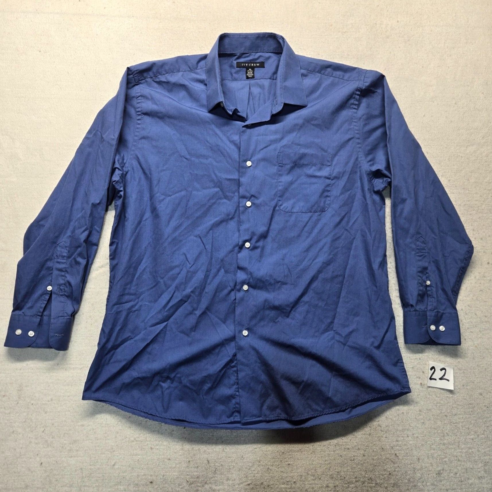 Vintage Ivy Crew Shirt Adult Mens XL Solid Blue Long Sleeve Button-Up Size US XL / EU 56 / 4 - 2 Thumbnail