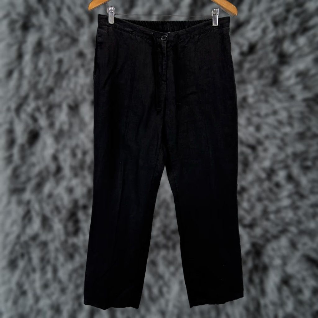 Boden Boden Linen Pants Women Sz 8 Black Straight Leg Drawstring - 100% Linen, Regular, Solid, Pre-owned Good Size 30" / US 8 / IT 44 - 1 Thumbnail