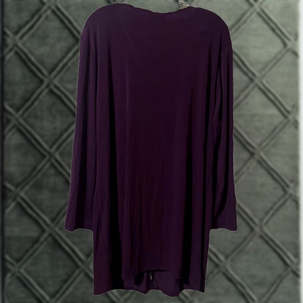 George George Women's Cardigan Purple 18W Duster 3/4 Sleeve Stretch Button NWT 963 Size XXL / US 16-18 / IT 52-54 - 1 Thumbnail