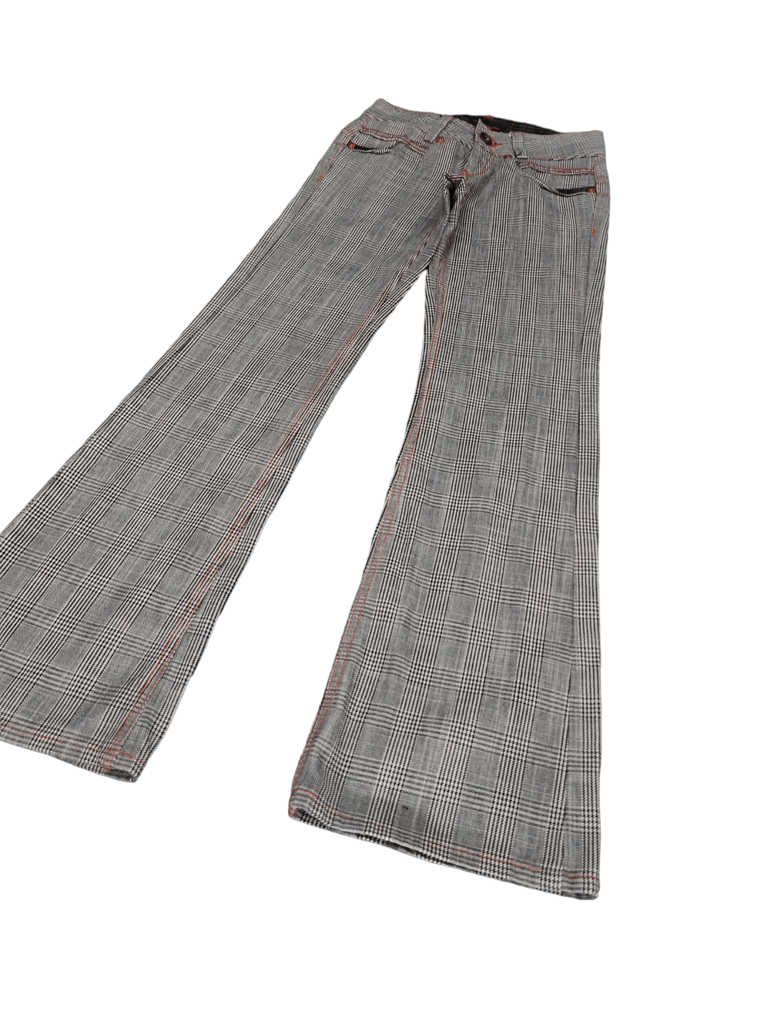 image of 14Th Addiction x Le Grande Bleu L G B Flare Jeans Et Boite Checkered Boot Cut Y2K Mudmax Low Rise (