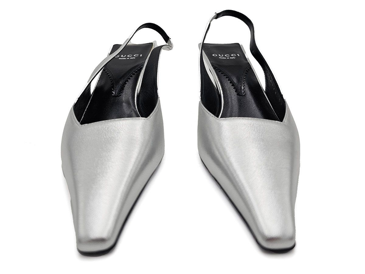 Gucci Gucci Silver Leather Slingback Pumps Women’s Size 37 Size US 7 / IT 37 - 4 Thumbnail