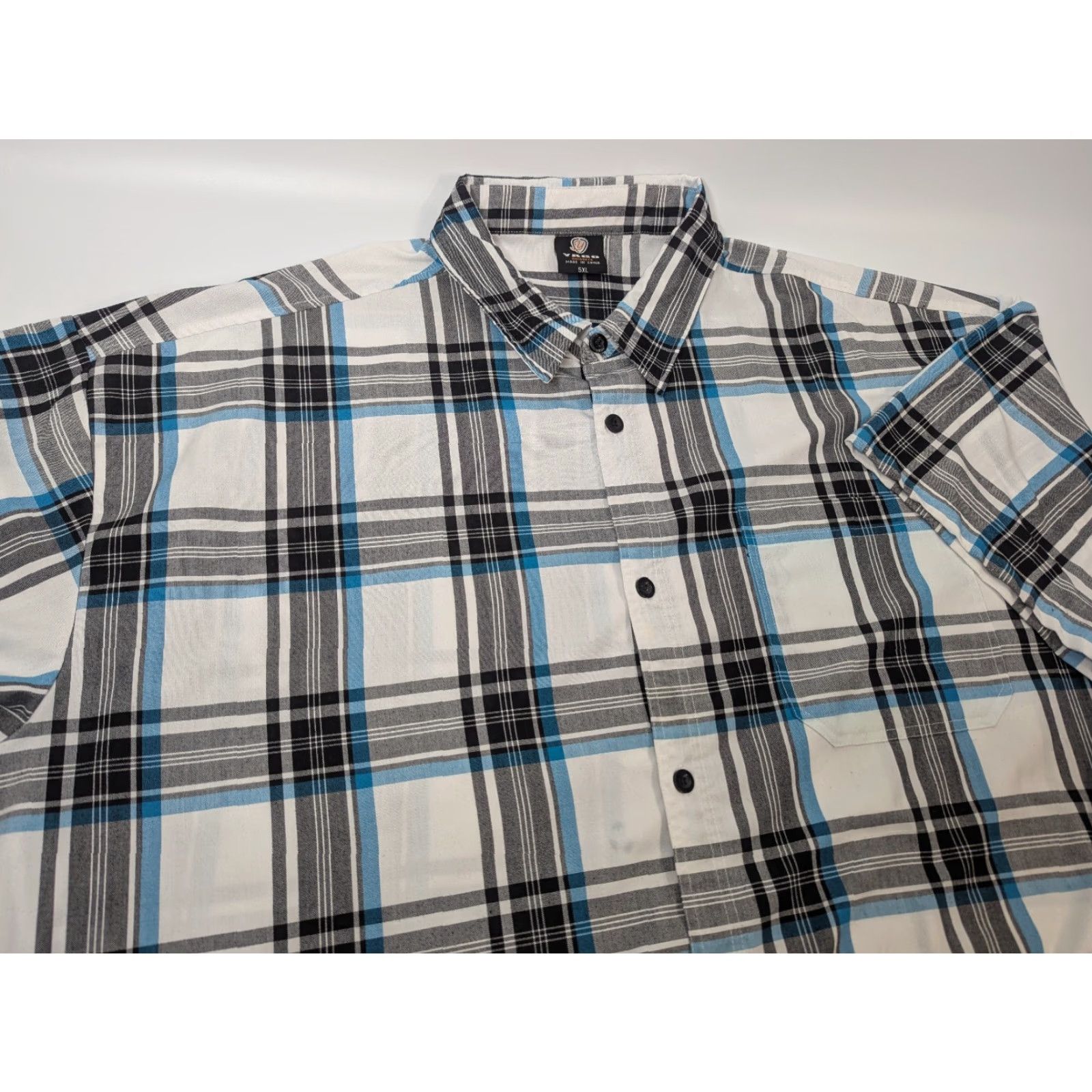 Vintage YAGO Shirt Men’s 5XL White Plaid Button-Up Short Sleeve Baggy Y2K Streetwear Size US XXL / EU 58 / 5 - 2 Thumbnail