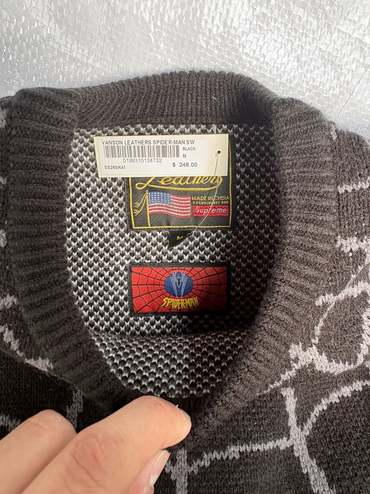 Supreme × Vanson Leathers Supreme Spiderman Vanson Leathers Crewneck Black M New Size US M / EU 48-50 / 2 - 3 Thumbnail